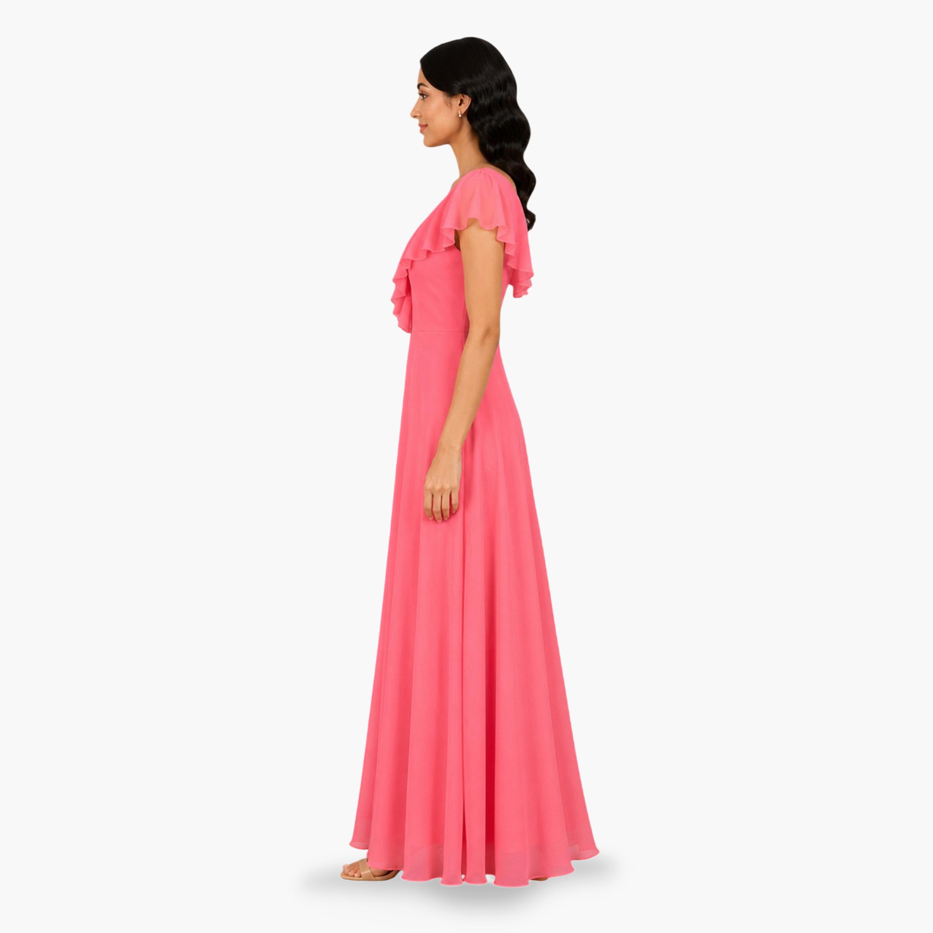 HOUSE OF RAELI X Styli Pink Georgette Ruffled Maxi Dress-women-clothing-dresses-image-2