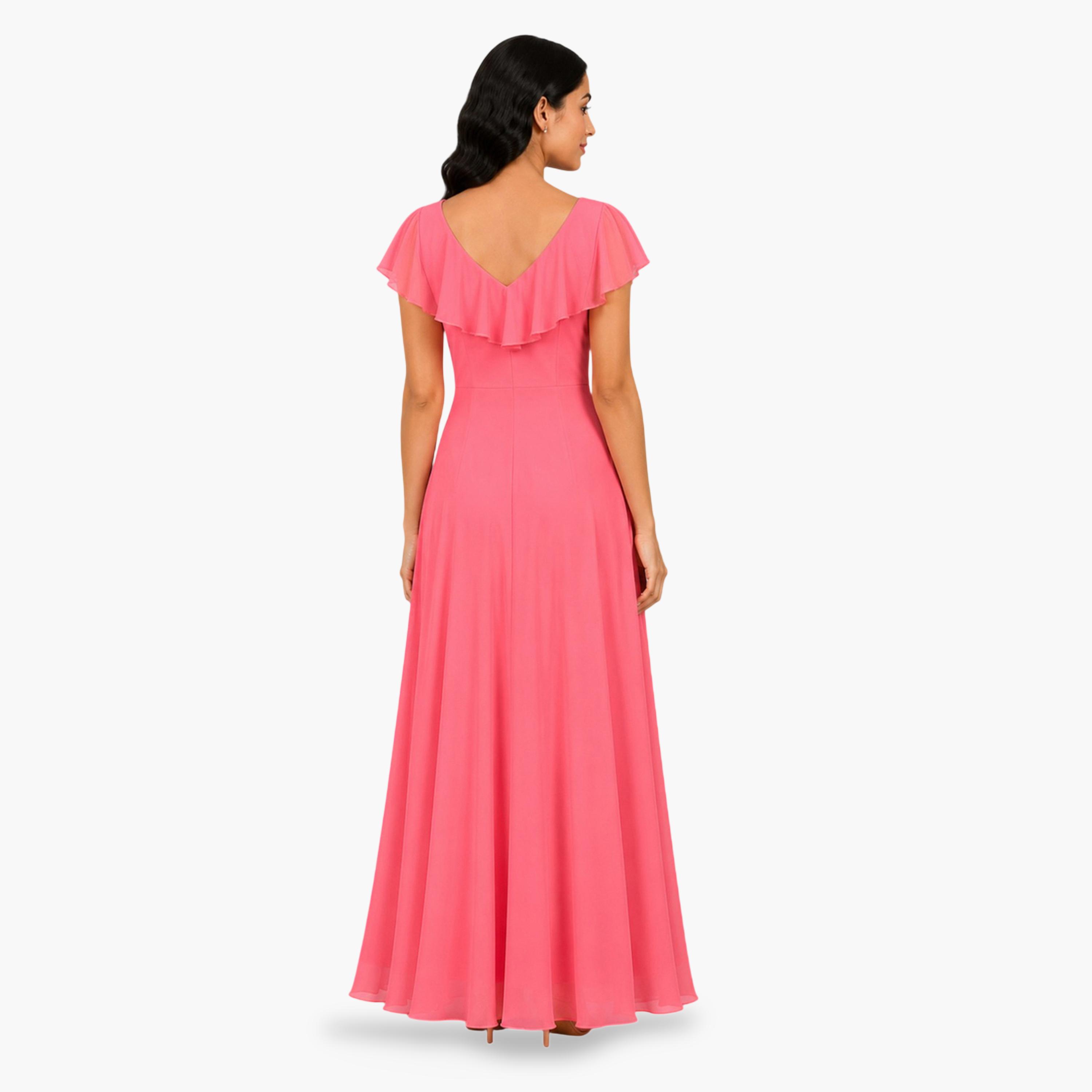 HOUSE OF RAELI X Styli Pink Georgette Ruffled Maxi Dress-women-clothing-dresses-image-3