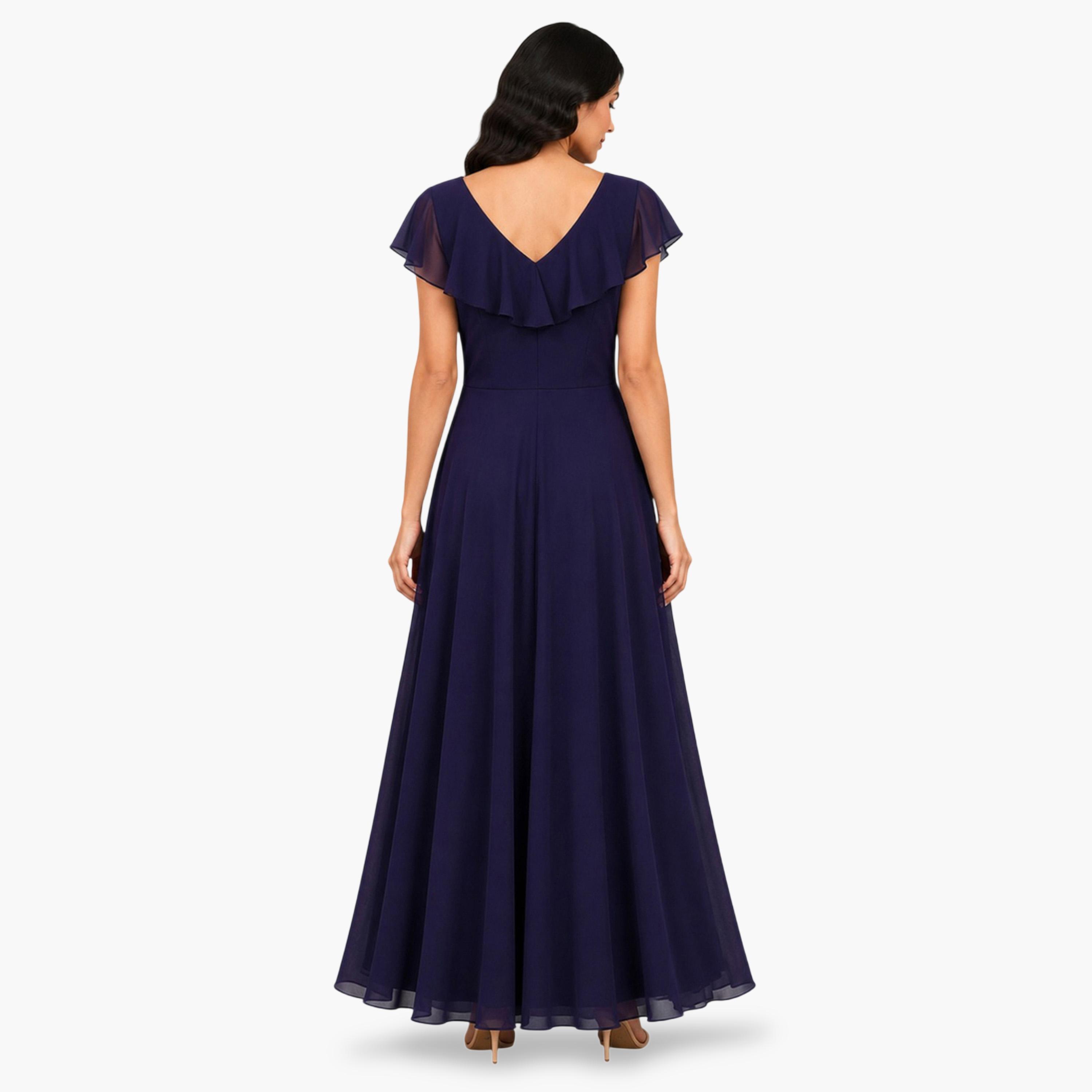 فستان طويل جورجيت بكشكشة باللون البنفسجي-women-clothing-dresses-image-3