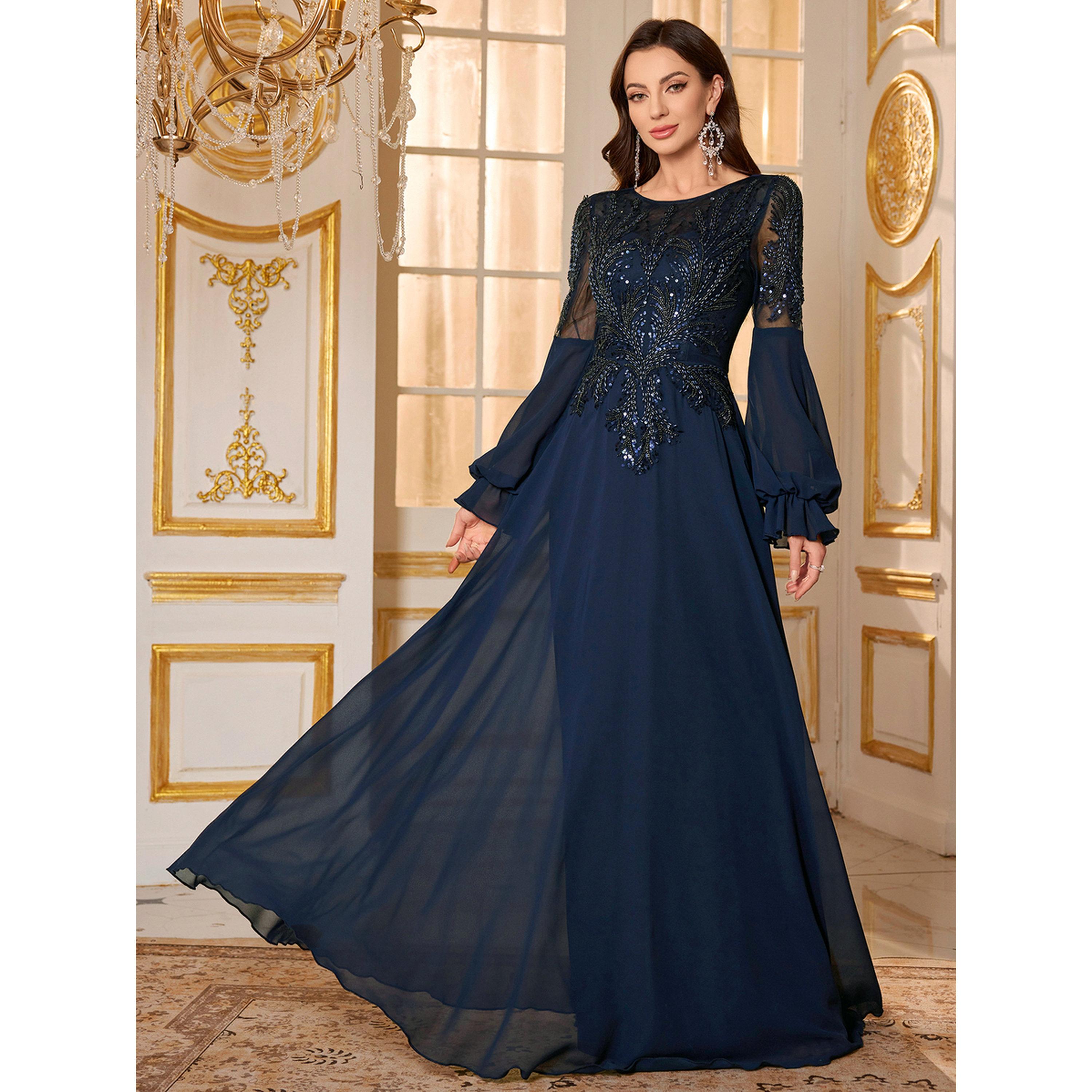فستان سهرة طويل بحافة واسعة ومزين-women-clothing-dresses-image-4
