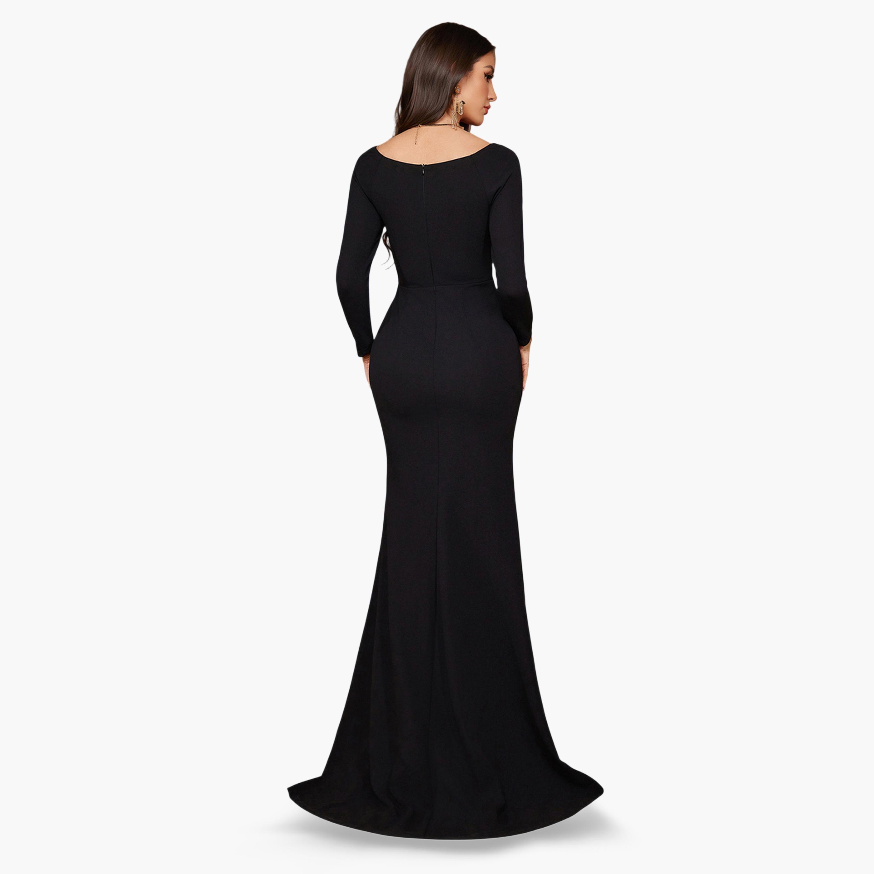 SUPGIR X Styli Black Beaded Sequin Flared Maxi Dress-women-clothing-dresses-image-2