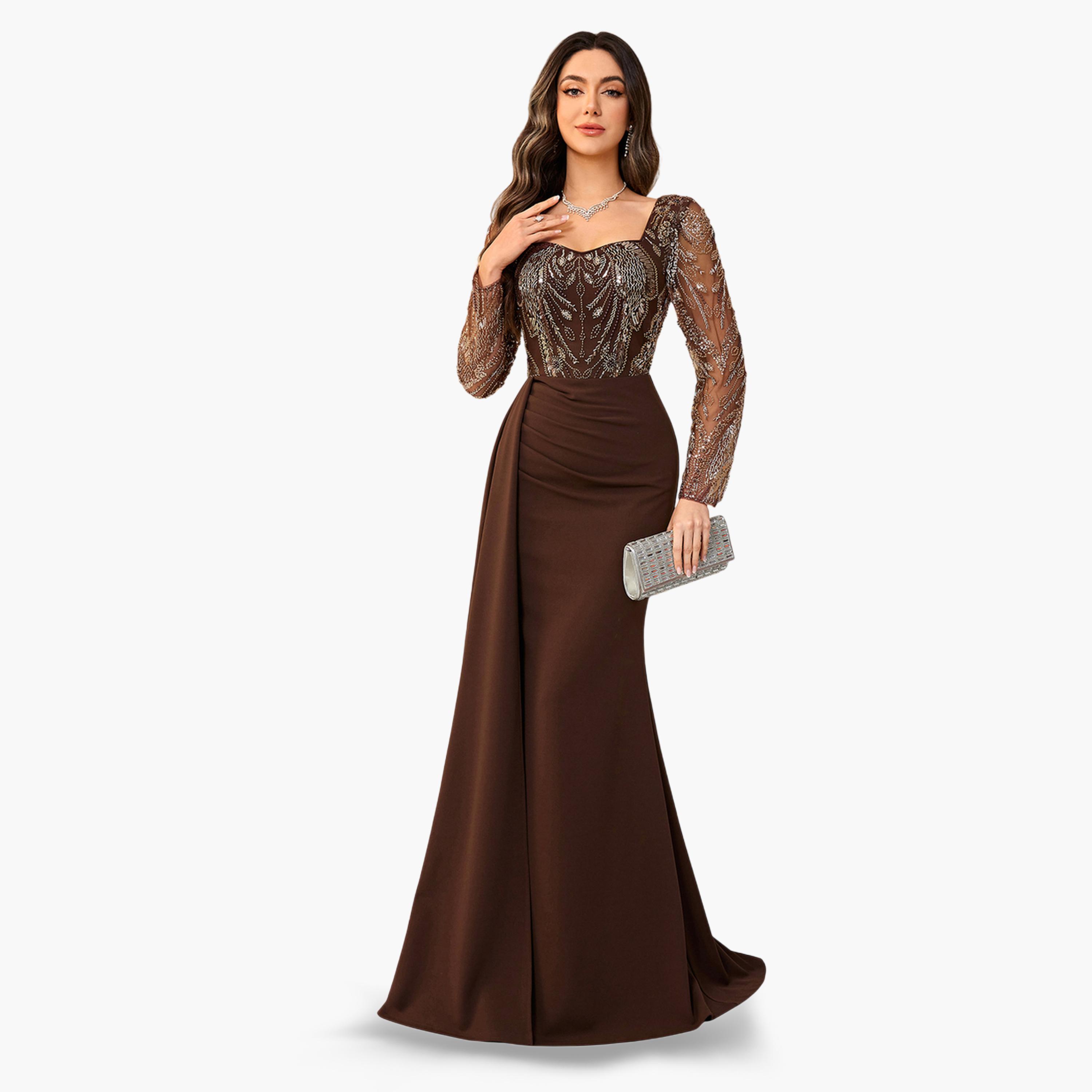 فستان طويل بصدرية منمقة بالترتر-women-clothing-dresses-image-1