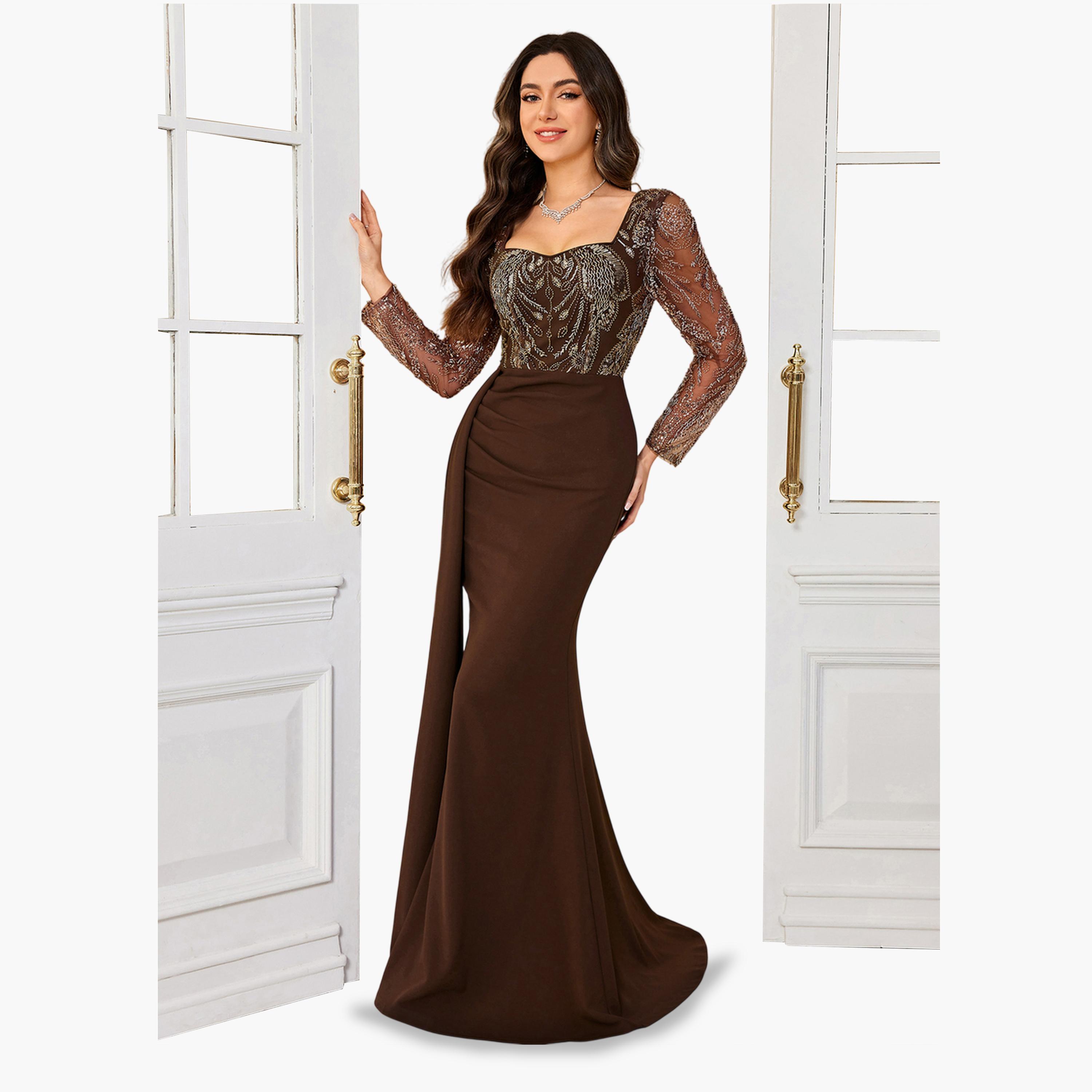 فستان طويل بصدرية منمقة بالترتر-women-clothing-dresses-image-5