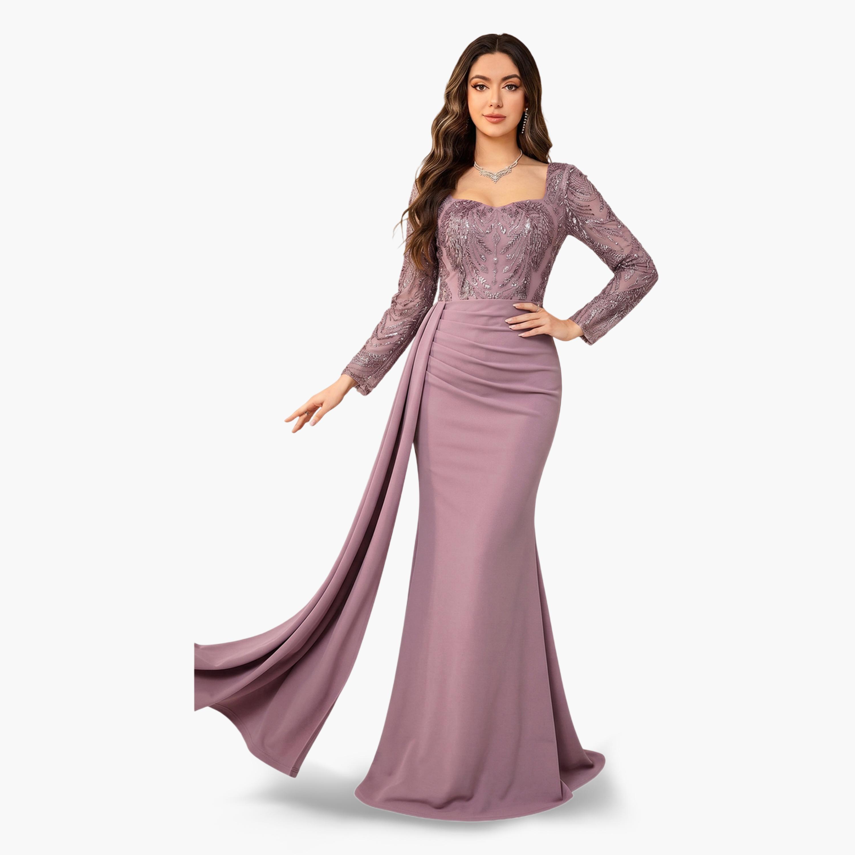 فستان طويل بصدرية منمقة بالترتر-women-clothing-dresses-image-2