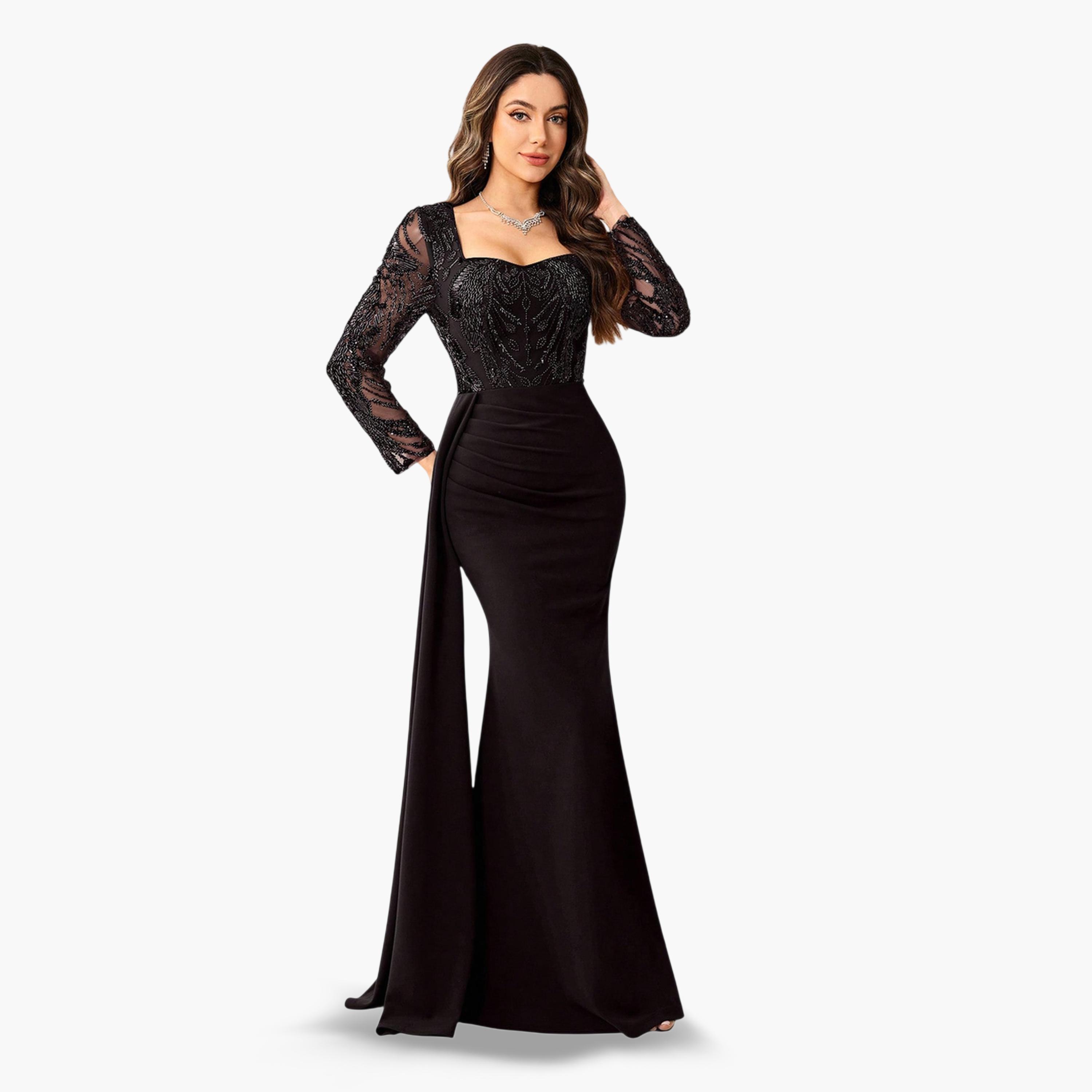 فستان طويل بصدرية منمقة بالترتر-women-clothing-dresses-image-2