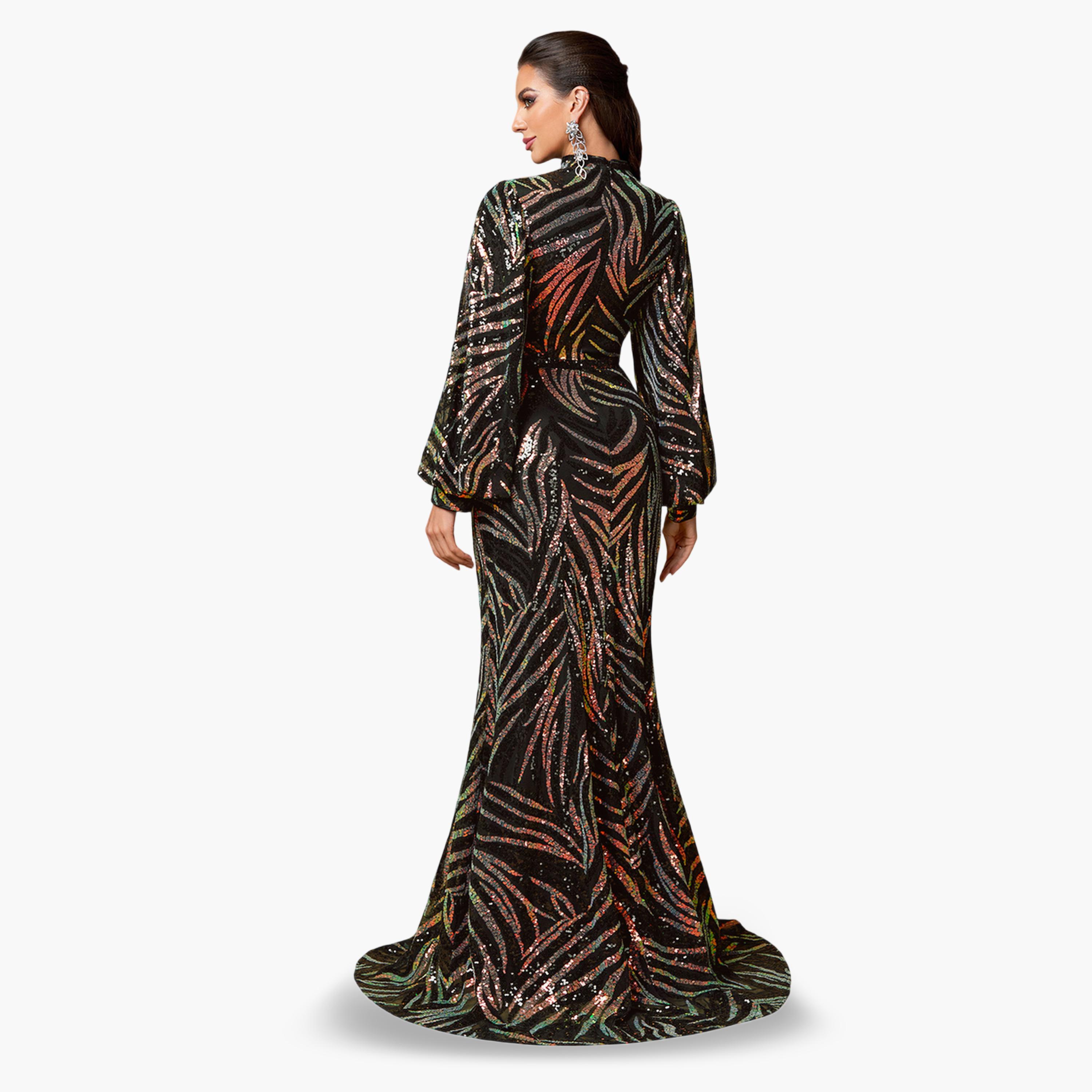 فستان طويل بحافة حورية البحر ومنمقة بالترتر-women-clothing-dresses-image-2