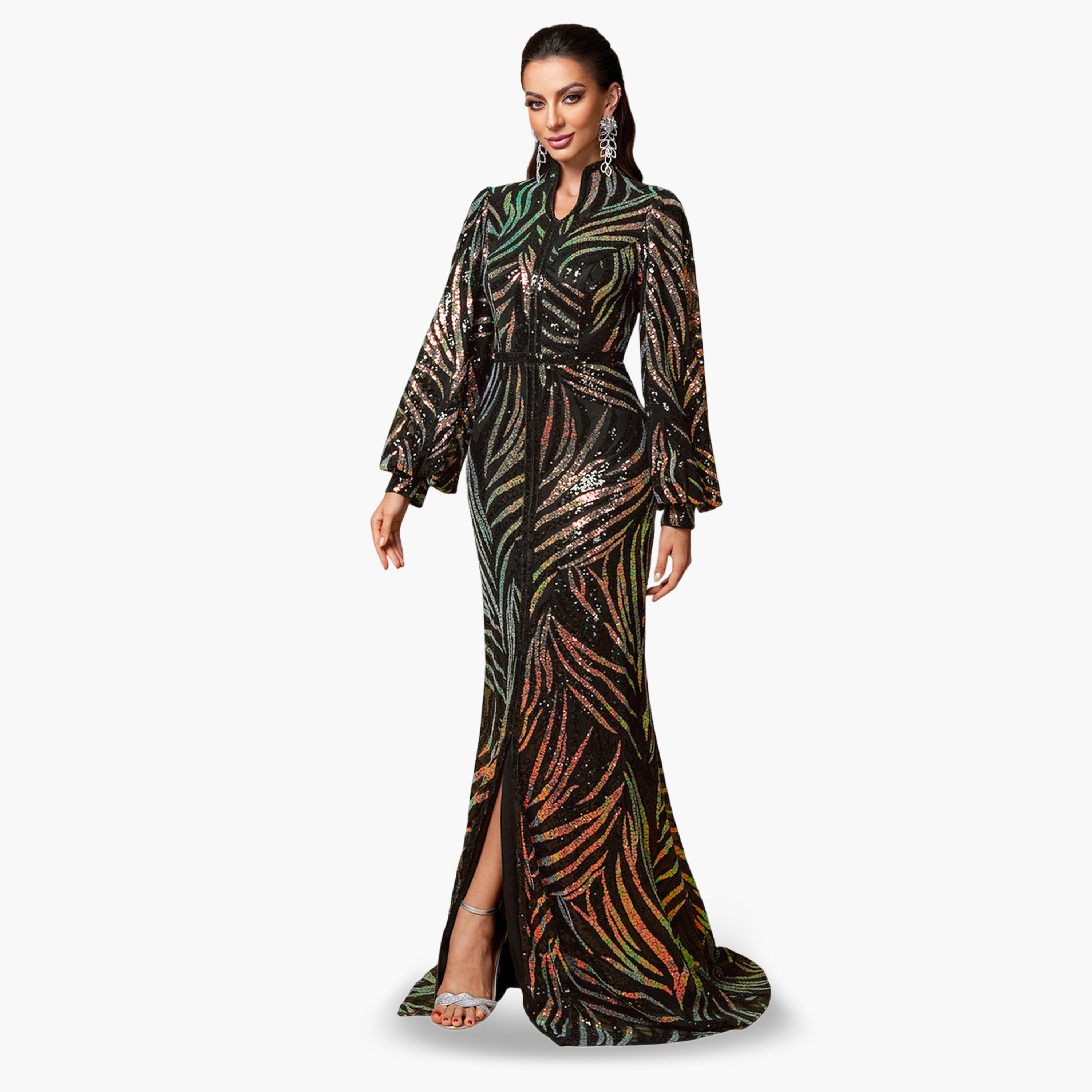 SUPGIR X Styli Black Sequin Mermaid Hem Maxi Dress-women-clothing-dresses-image-5
