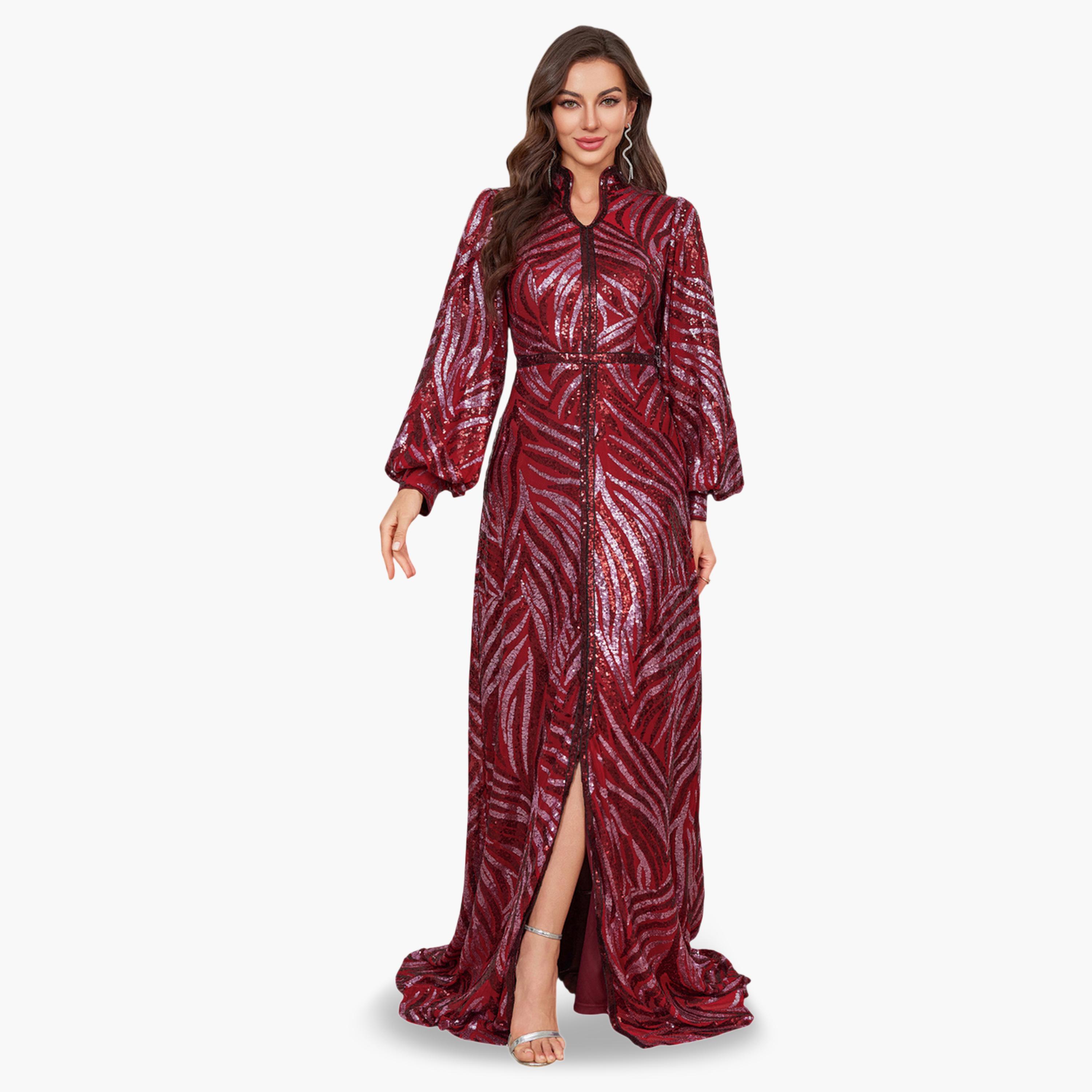 فستان طويل بحافة حورية البحر ومنمقة بالترتر-women-clothing-dresses-image-2