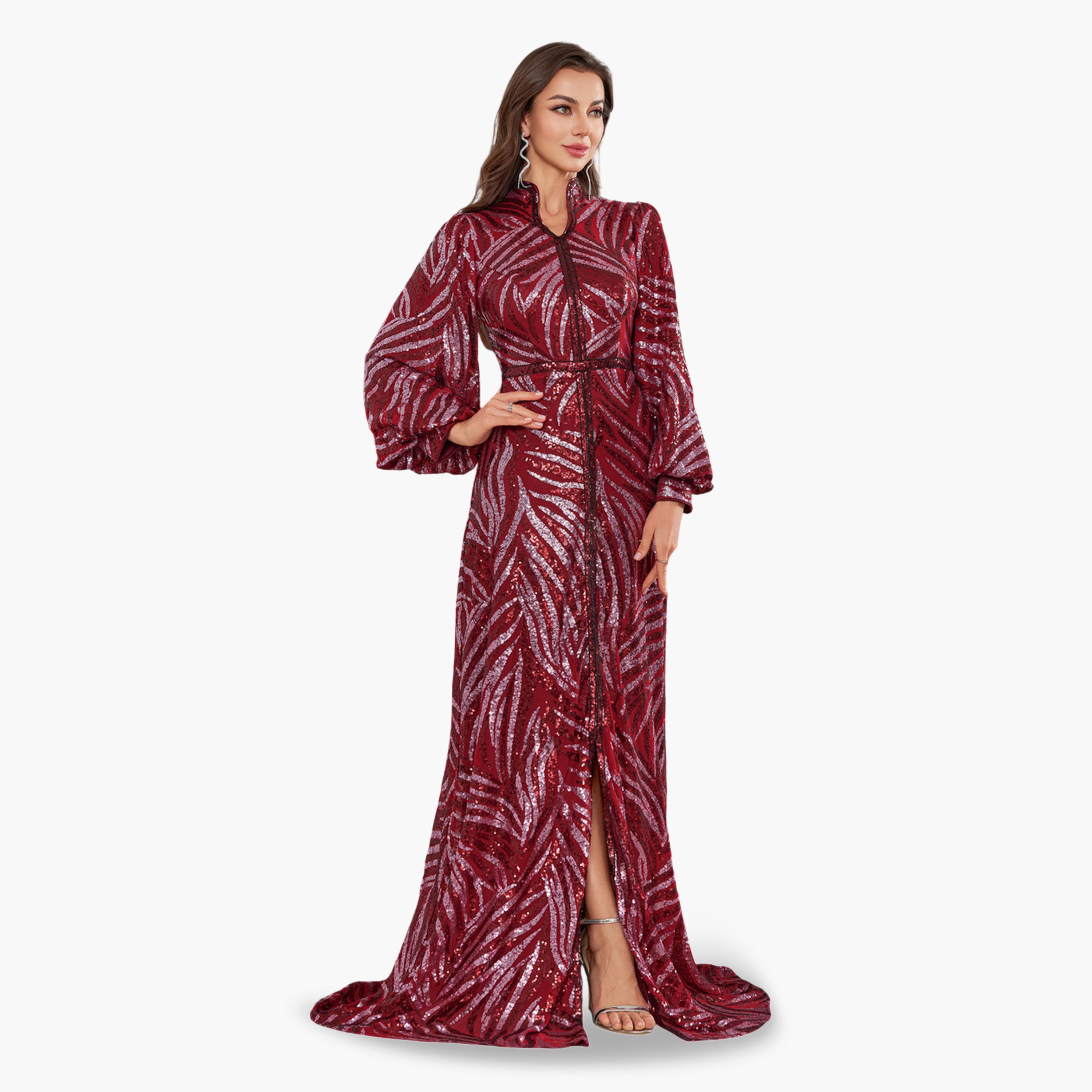 فستان طويل بحافة حورية البحر ومنمقة بالترتر-women-clothing-dresses-image-3