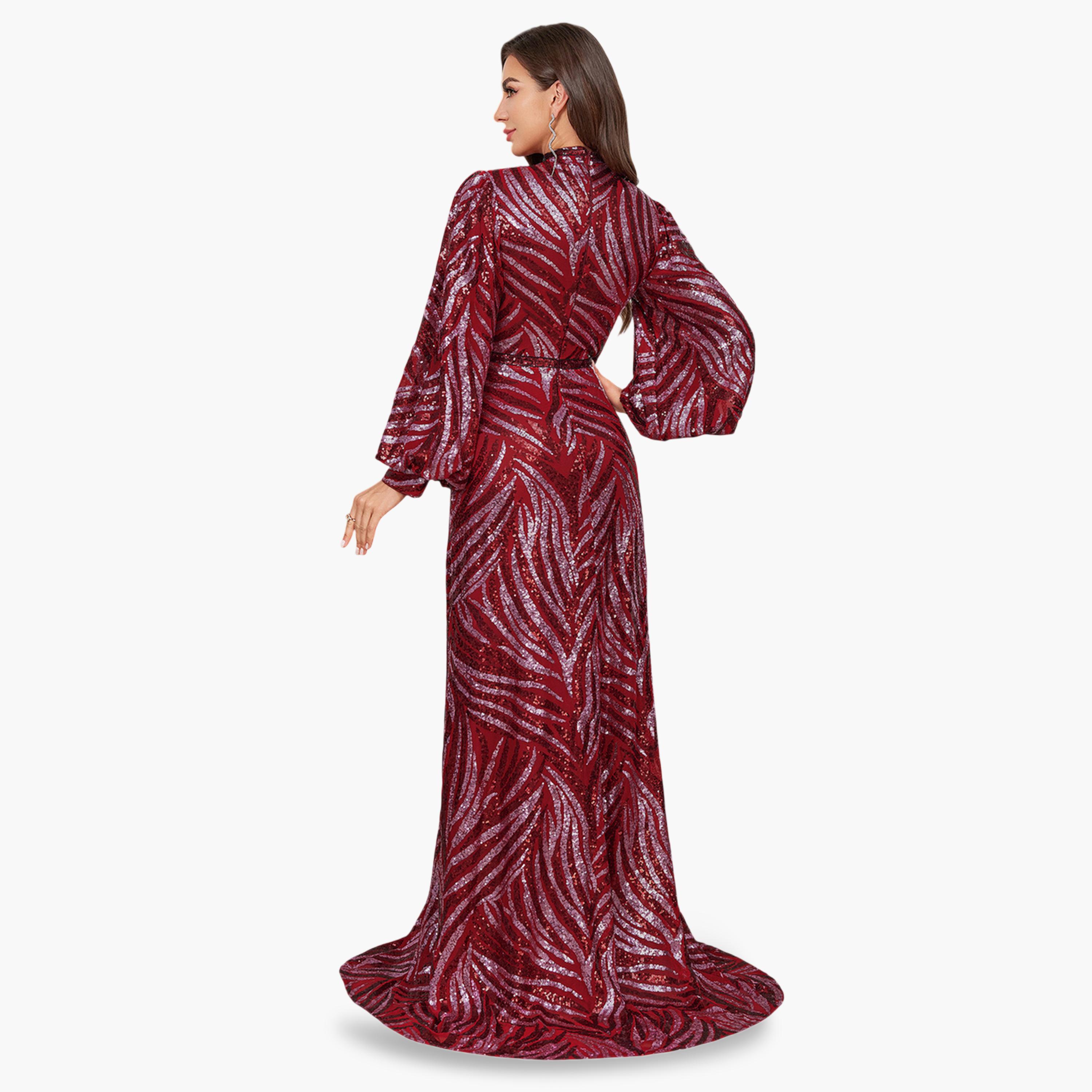 فستان طويل بحافة حورية البحر ومنمقة بالترتر-women-clothing-dresses-image-4