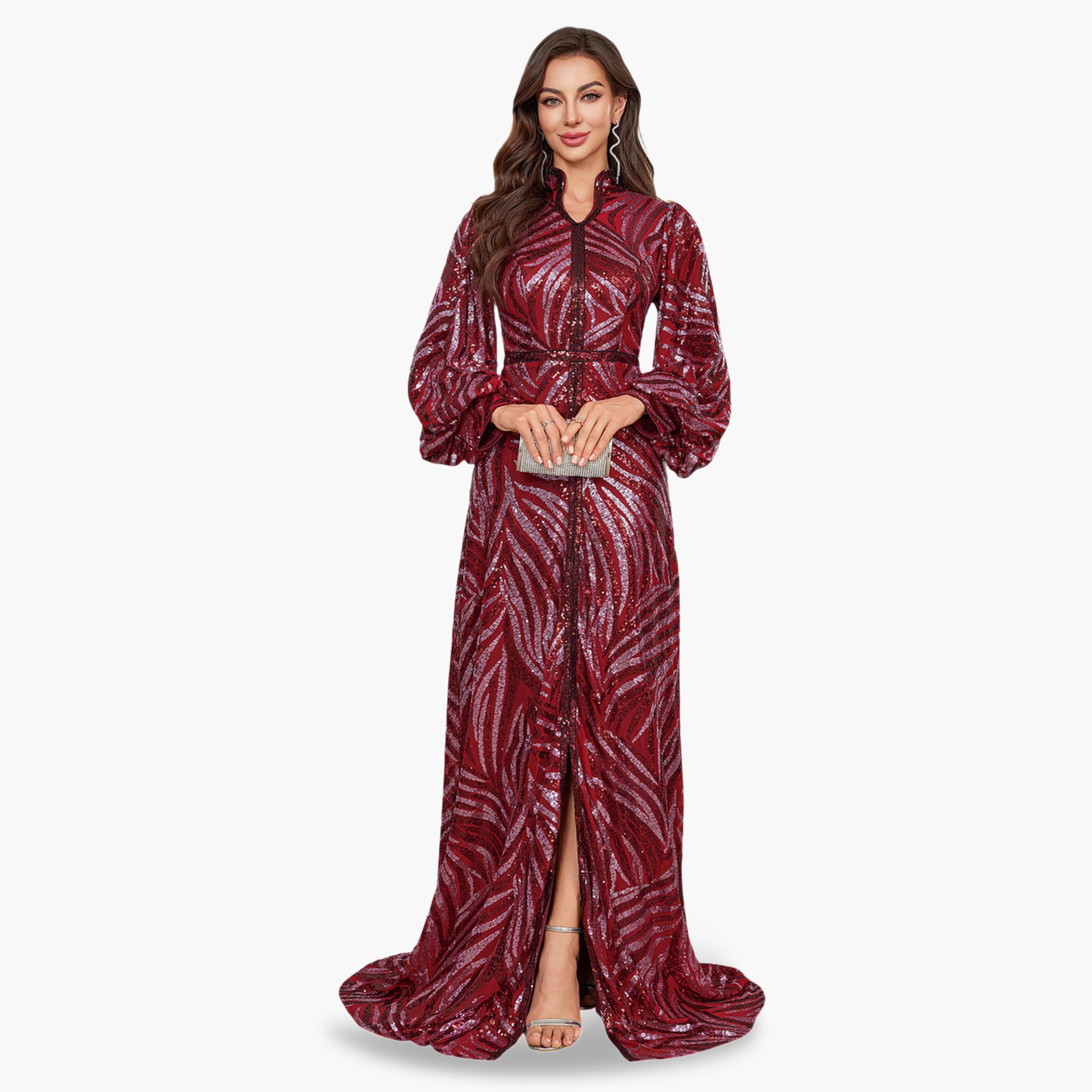 فستان طويل بحافة حورية البحر ومنمقة بالترتر-women-clothing-dresses-image-5