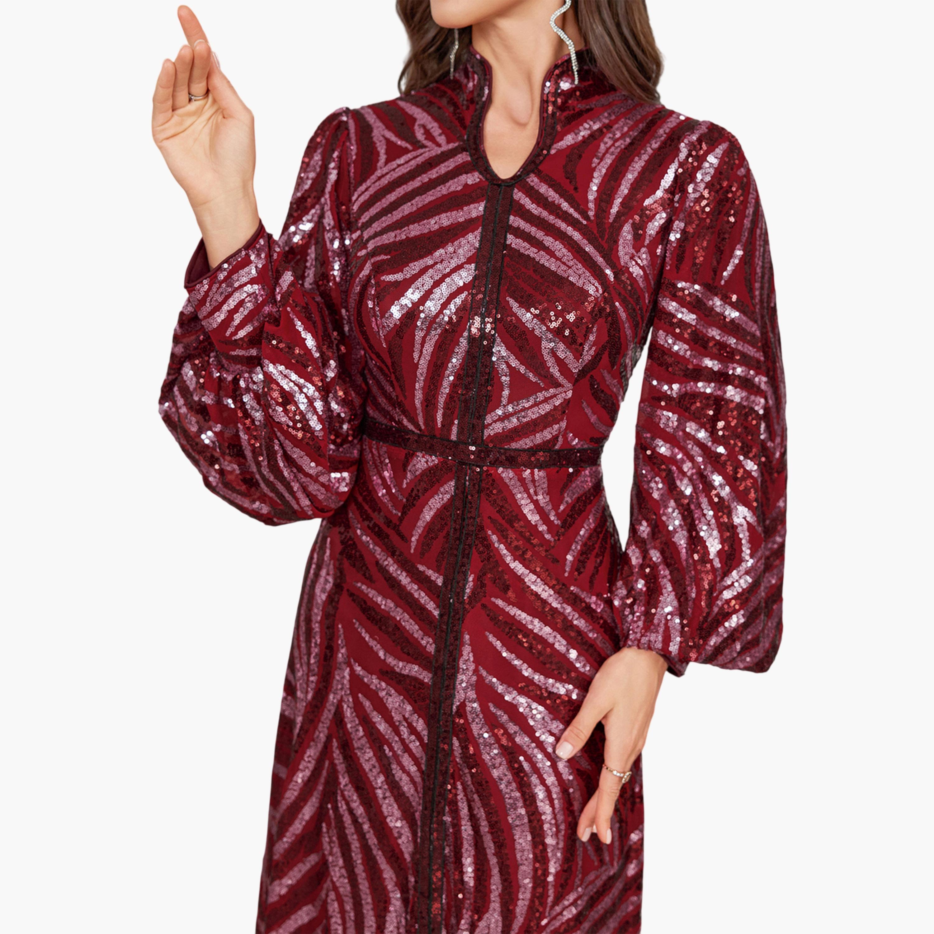 فستان طويل بحافة حورية البحر ومنمقة بالترتر-women-clothing-dresses-image-6