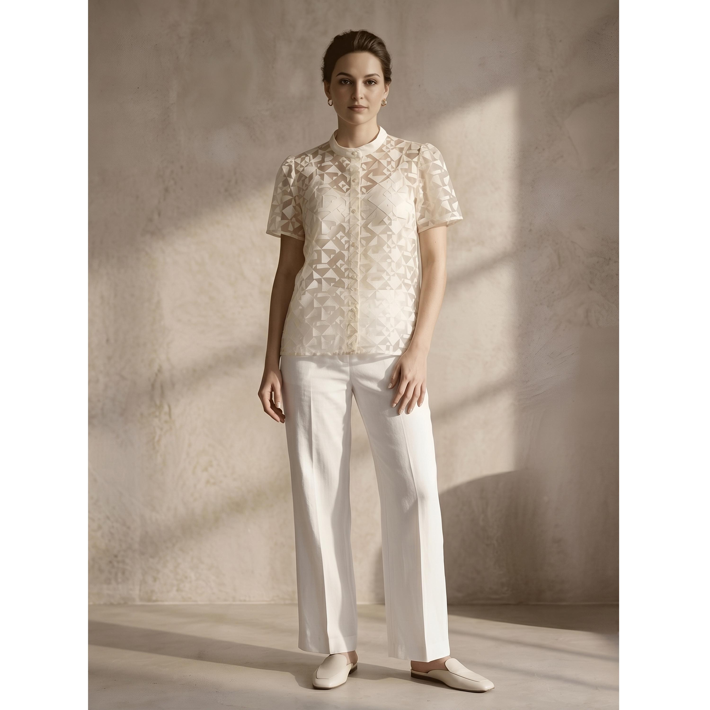 بلوزة شفافة بياقة ماندارين وطبعة هندسية-women-clothing-shirtsandblouses-shirts-image-2