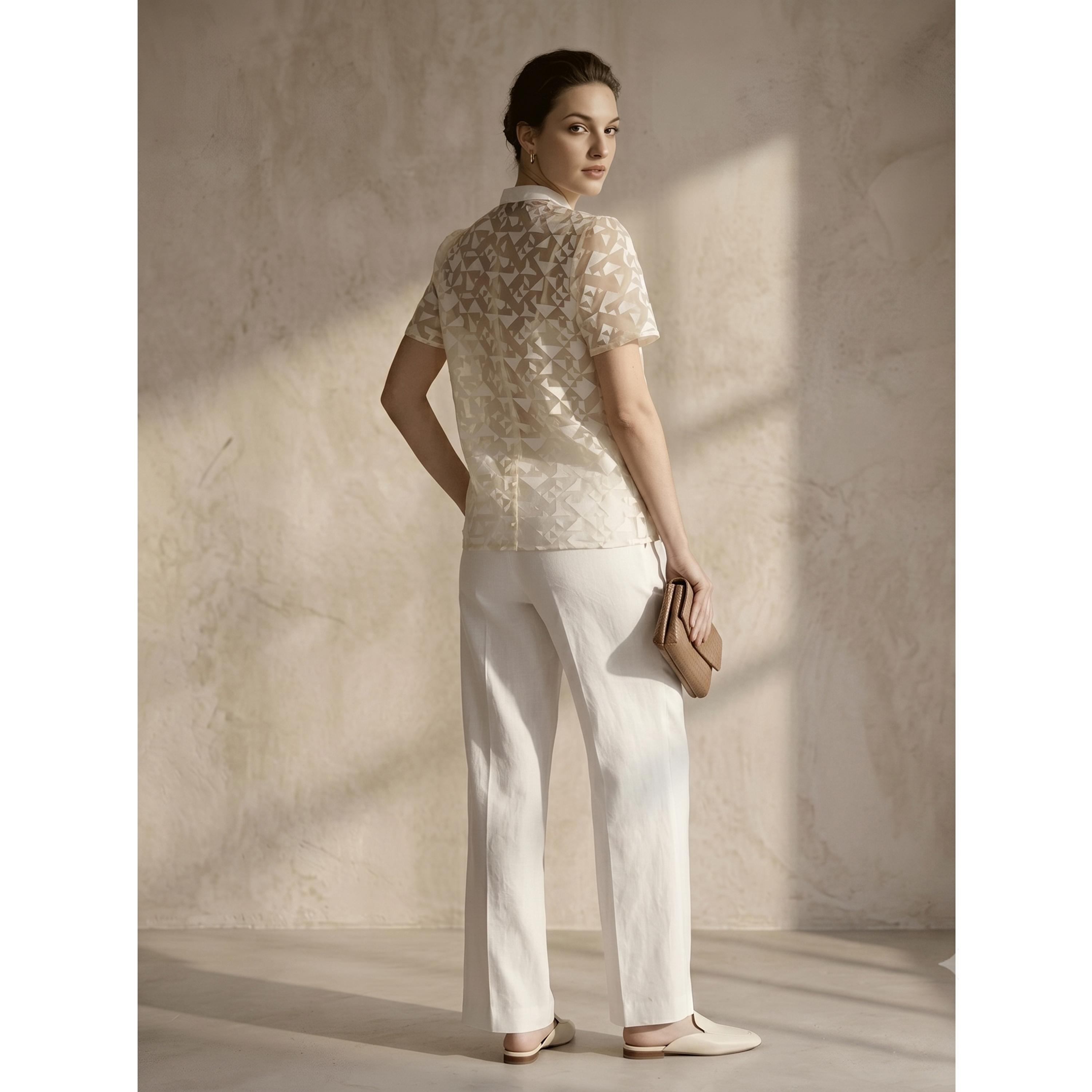 بلوزة شفافة بياقة ماندارين وطبعة هندسية-women-clothing-shirtsandblouses-shirts-image-5