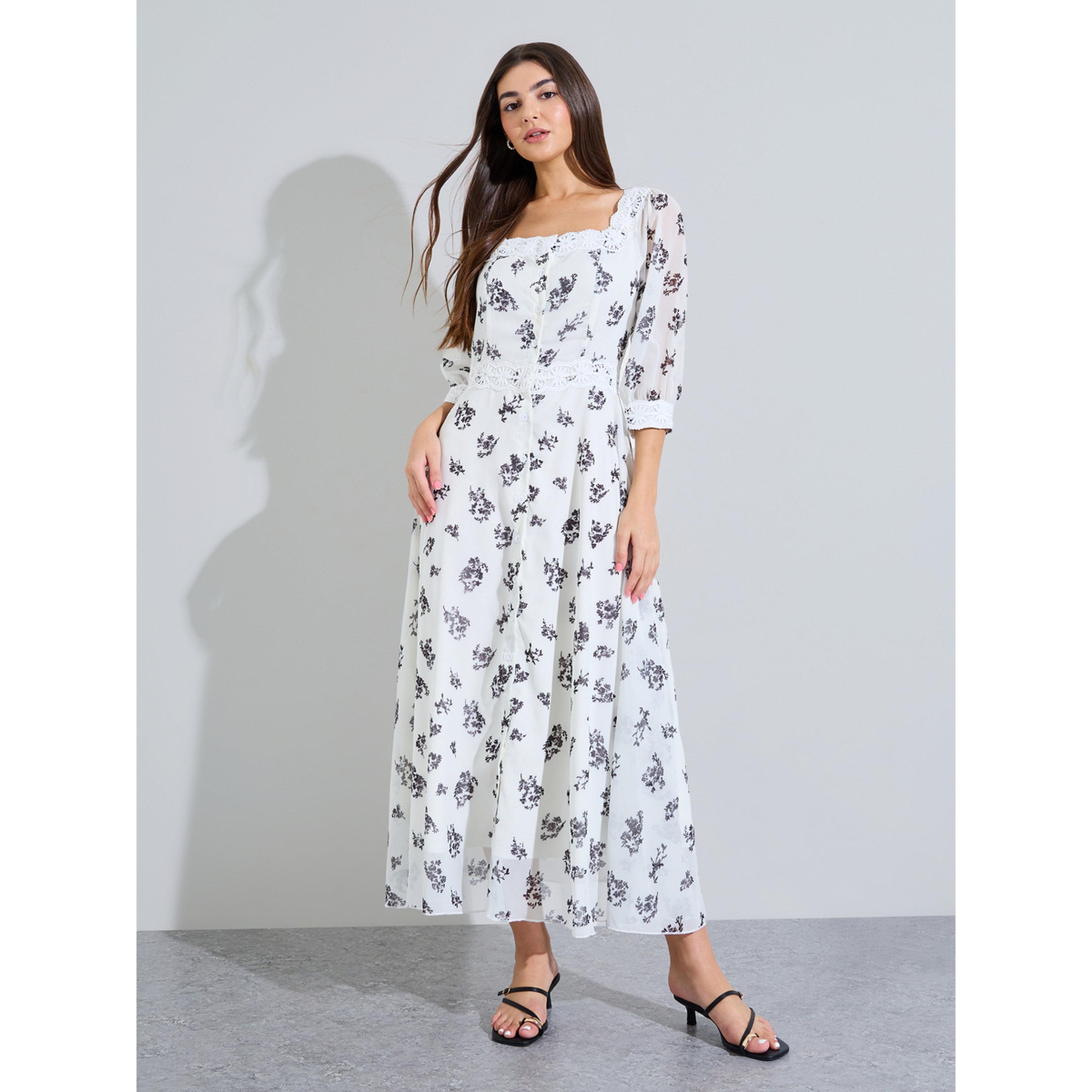 Styli Multi-Color Floral Print Lace Trims A-Line Maxi Dresss-women-clothing-dresses-image-1