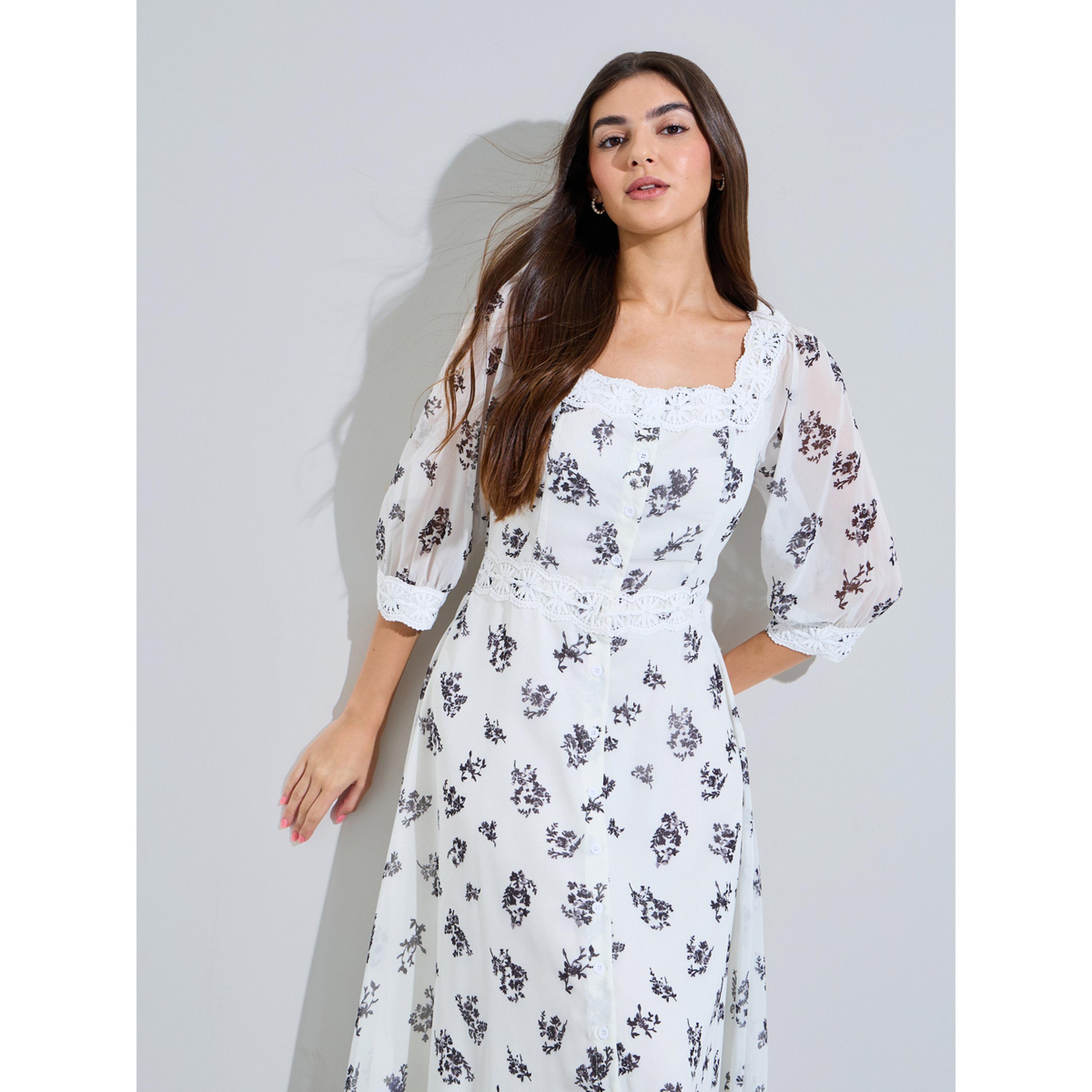 Styli Multi-Color Floral Print Lace Trims A-Line Maxi Dresss-women-clothing-dresses-image-2
