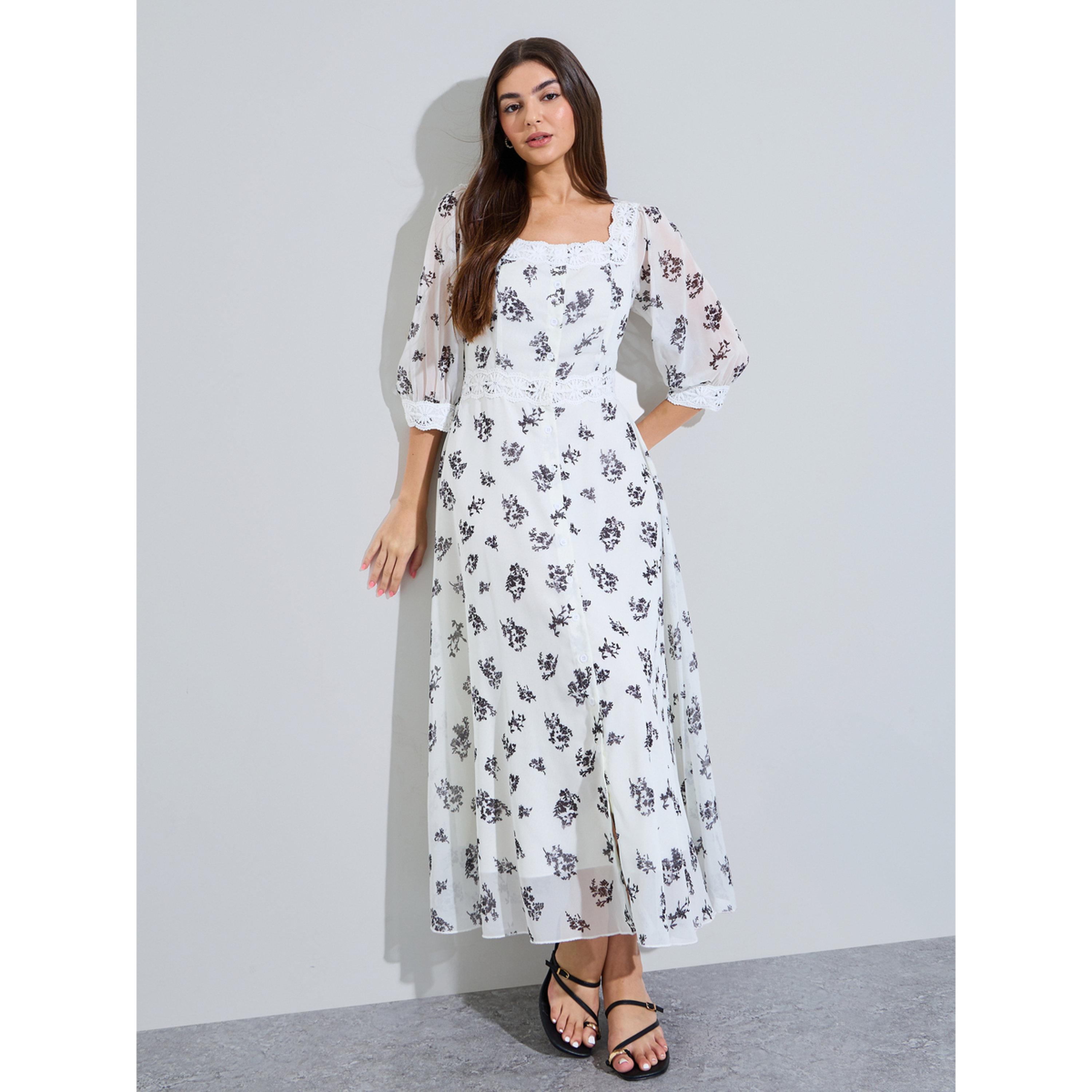 Styli Multi-Color Floral Print Lace Trims A-Line Maxi Dresss-women-clothing-dresses-image-3