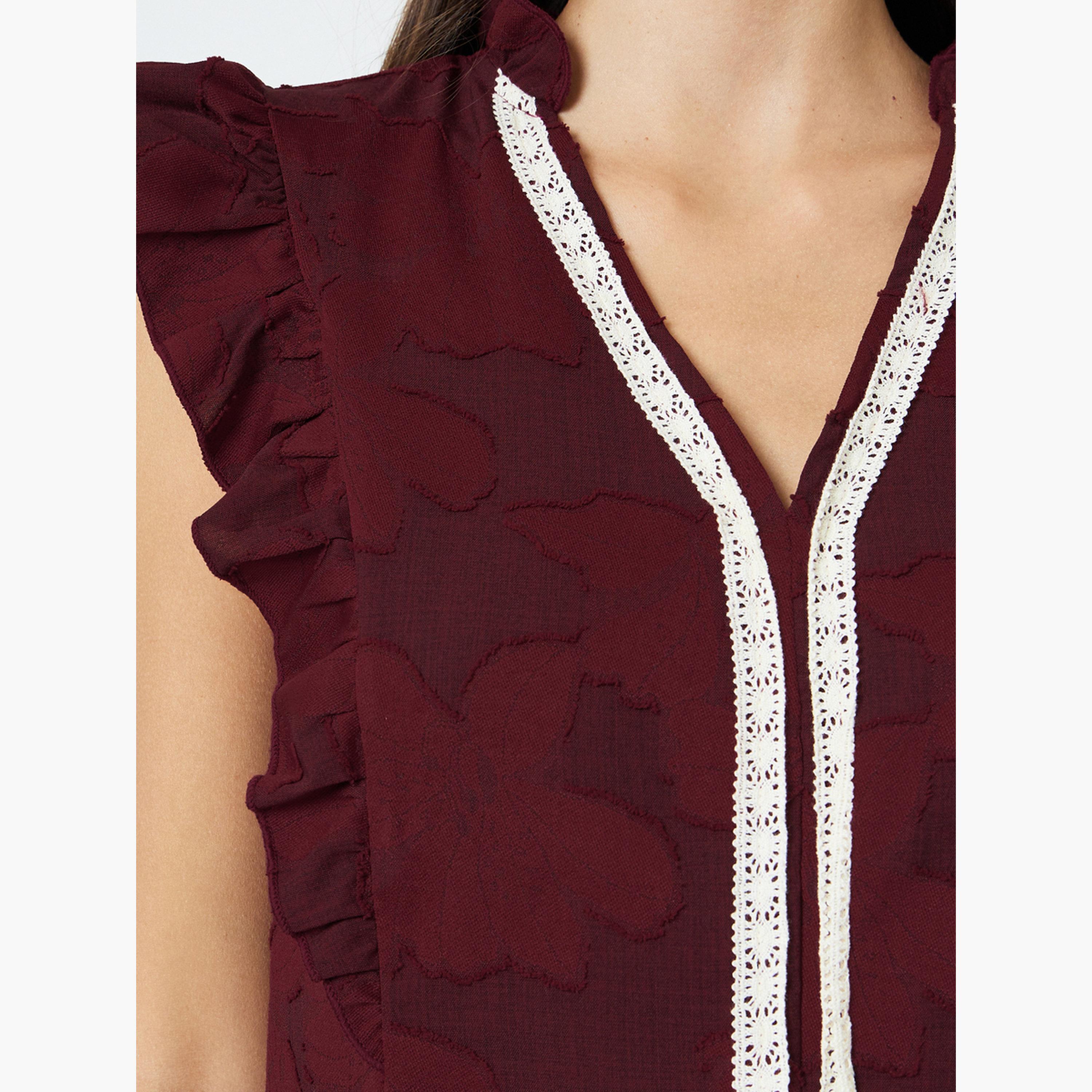 بلوزة سادة بقصة عادية بدون أكمام باللون العنابي-women-clothing-shirtsandblouses-blouses-image-5