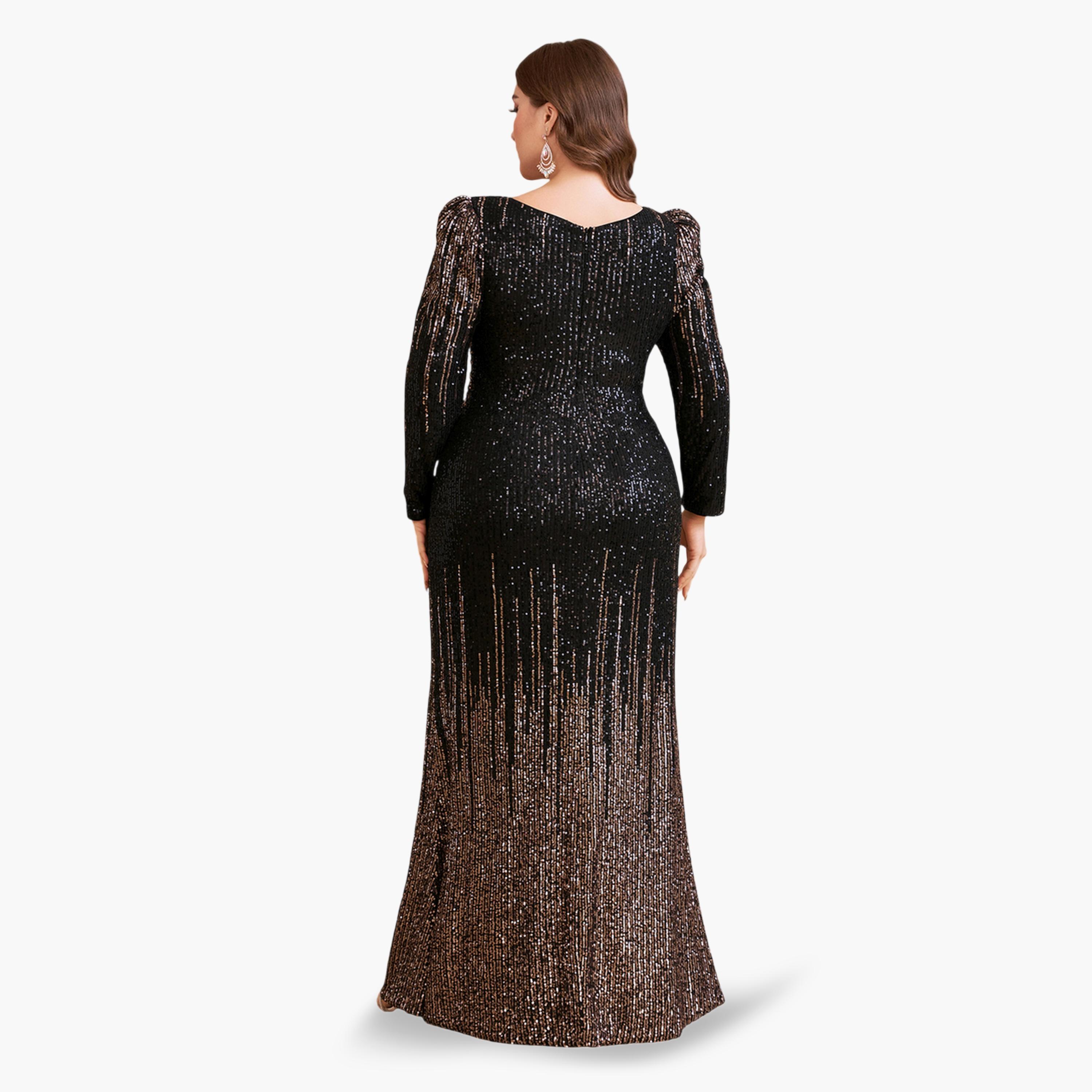 فستان طويل بالترتر بمقاس كبير بلون أسود-women-clothing-dresses-image-4