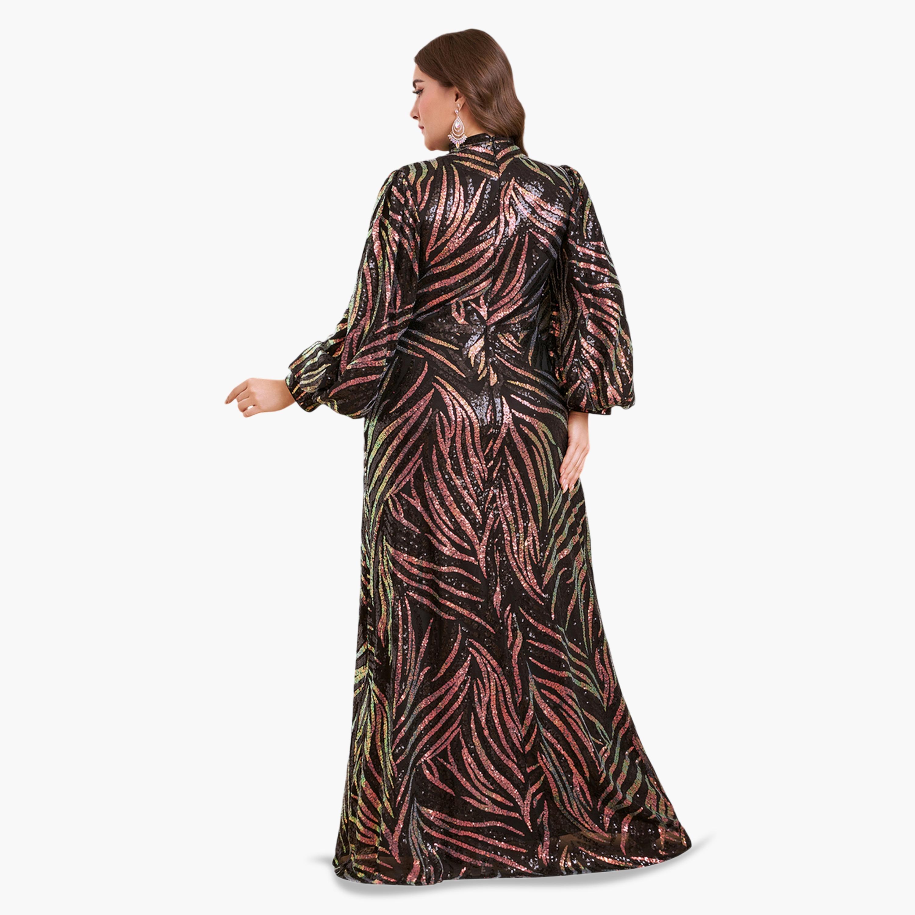SUPGIR X Styli Plus Size Black Sequin A-Line Maxi Dress-women-clothing-dresses-image-2