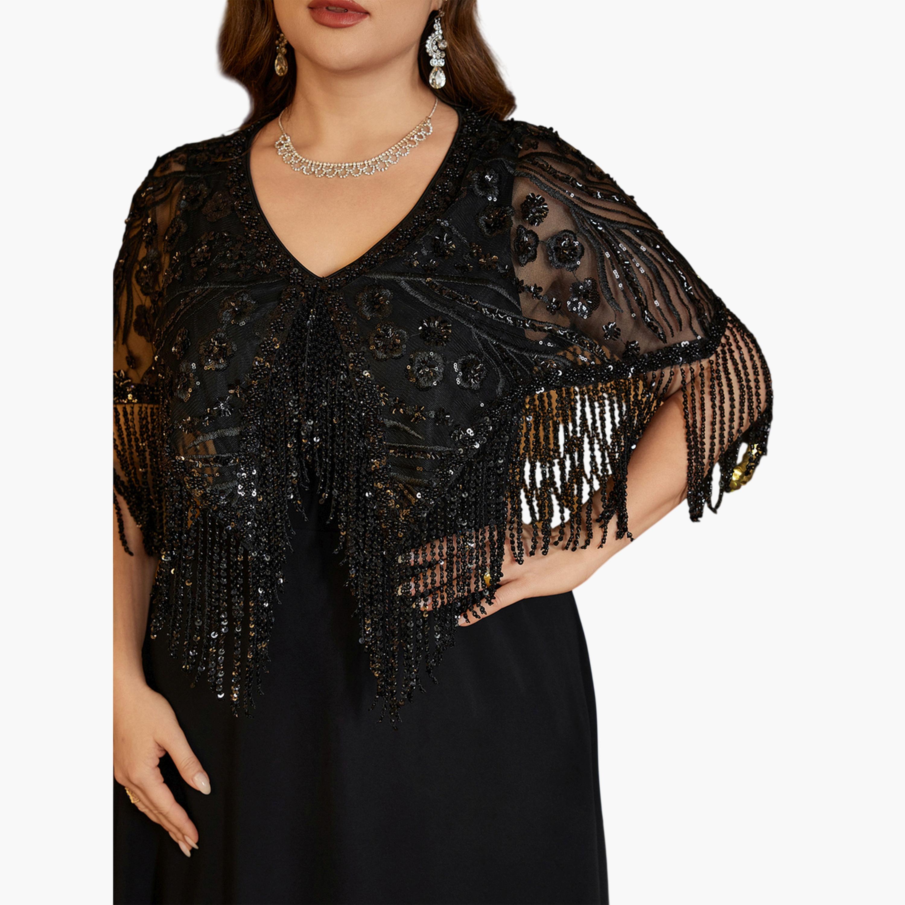SUPGIR X Styli Plus Size Black Embellished A-Line Maxi Dress-women-clothing-dresses-image-6