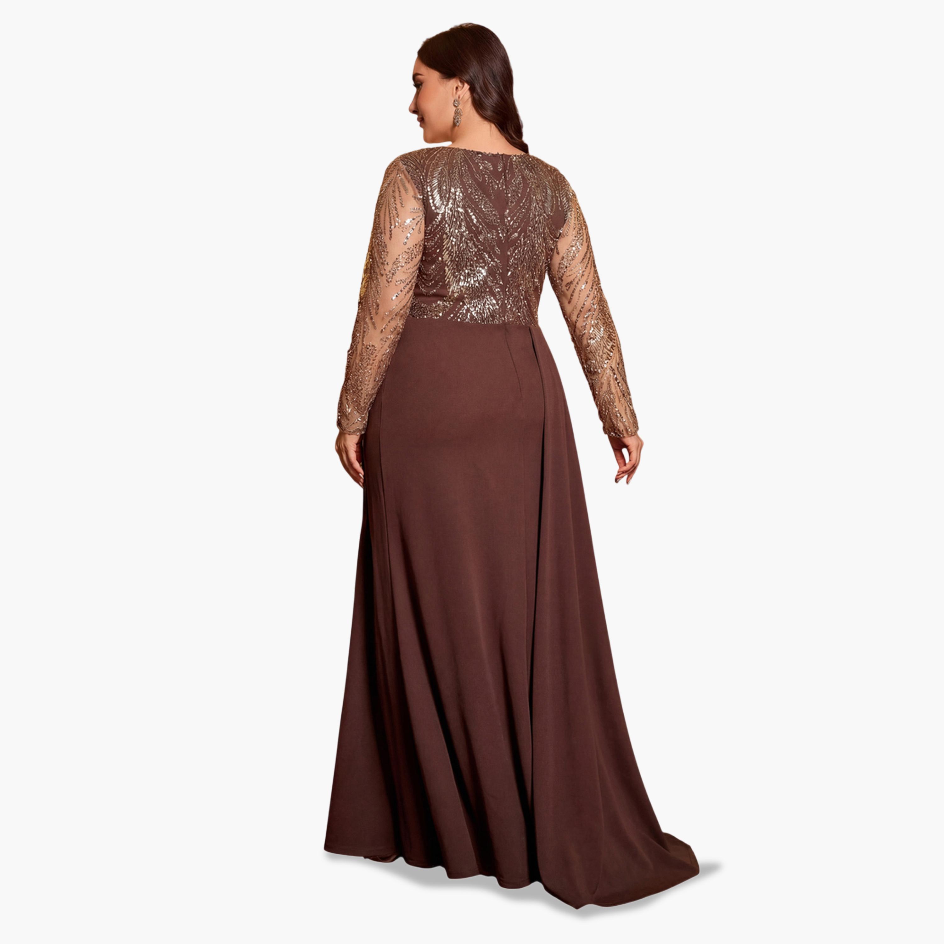 فستان طويل بياقة مربعة ومزين بمقاس كبير-women-clothing-dresses-image-6
