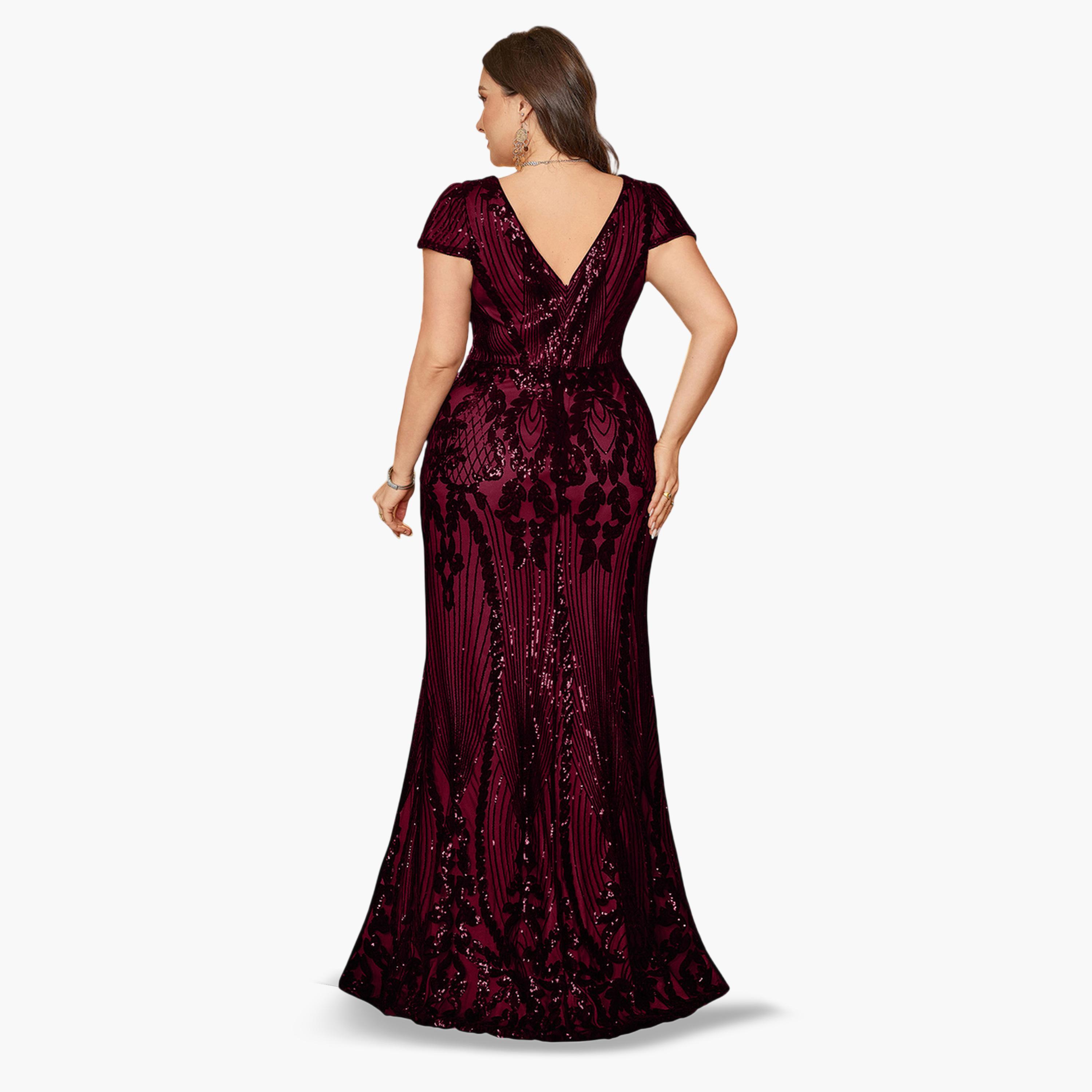 فستان طويل بمقاس كبير منمق بالترتر-women-clothing-dresses-image-2