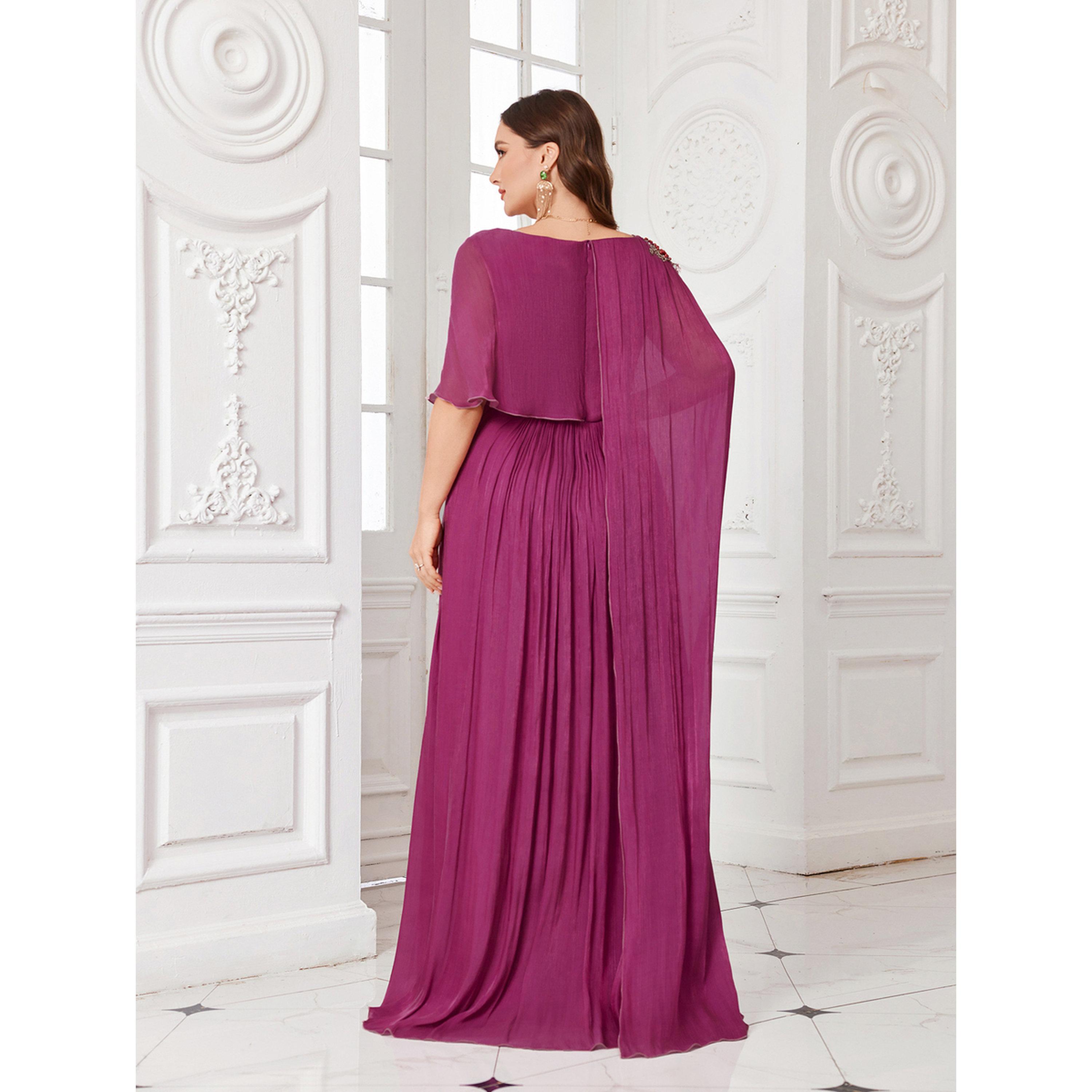 UNITHORSE X Styli Plus Size Purple Embellished Shoulder A-Line Maxi Dress-women-clothing-dresses-image-5