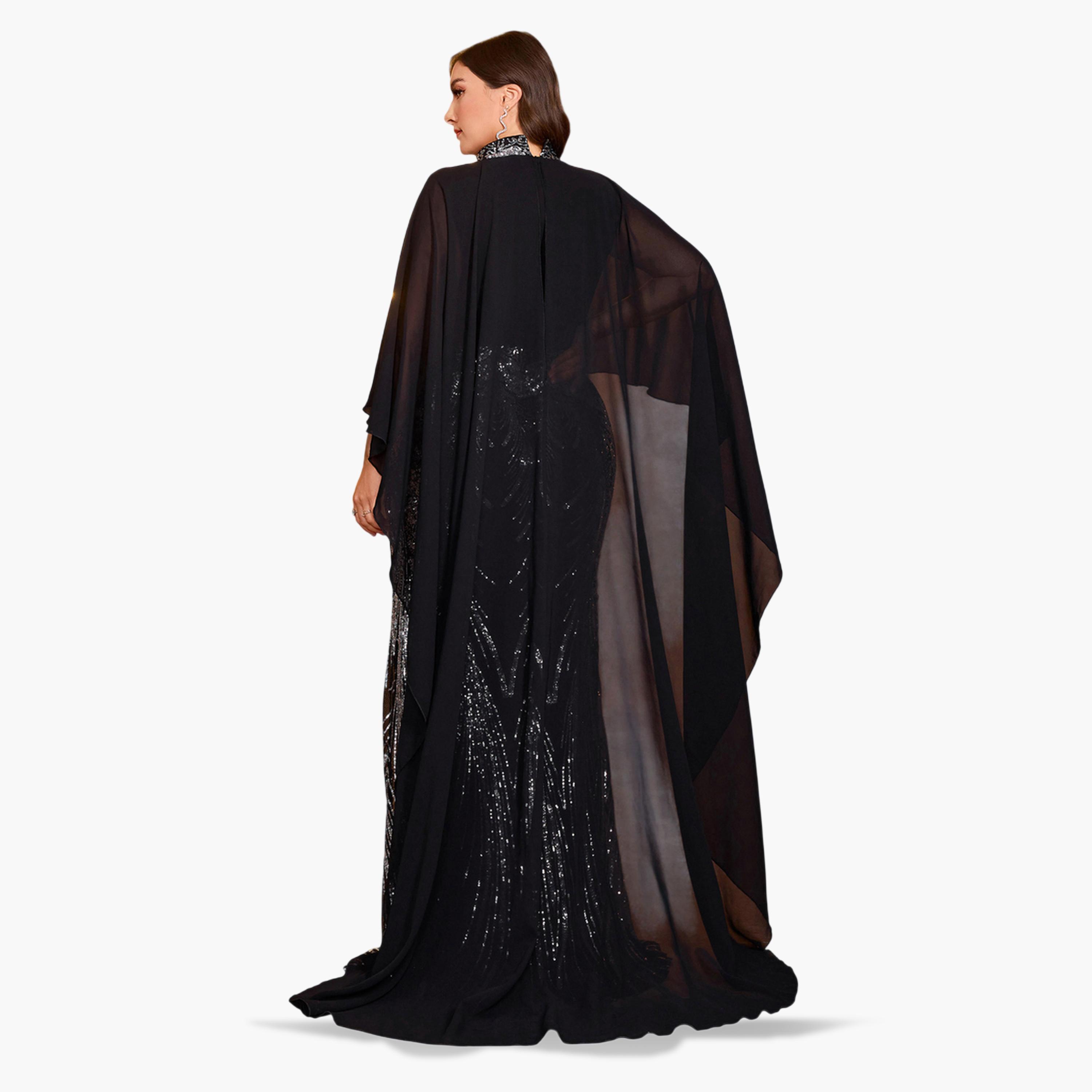 UNITHORSE X Styli Plus Size Black Sequin A-Line Maxi Dress-women-clothing-dresses-image-5