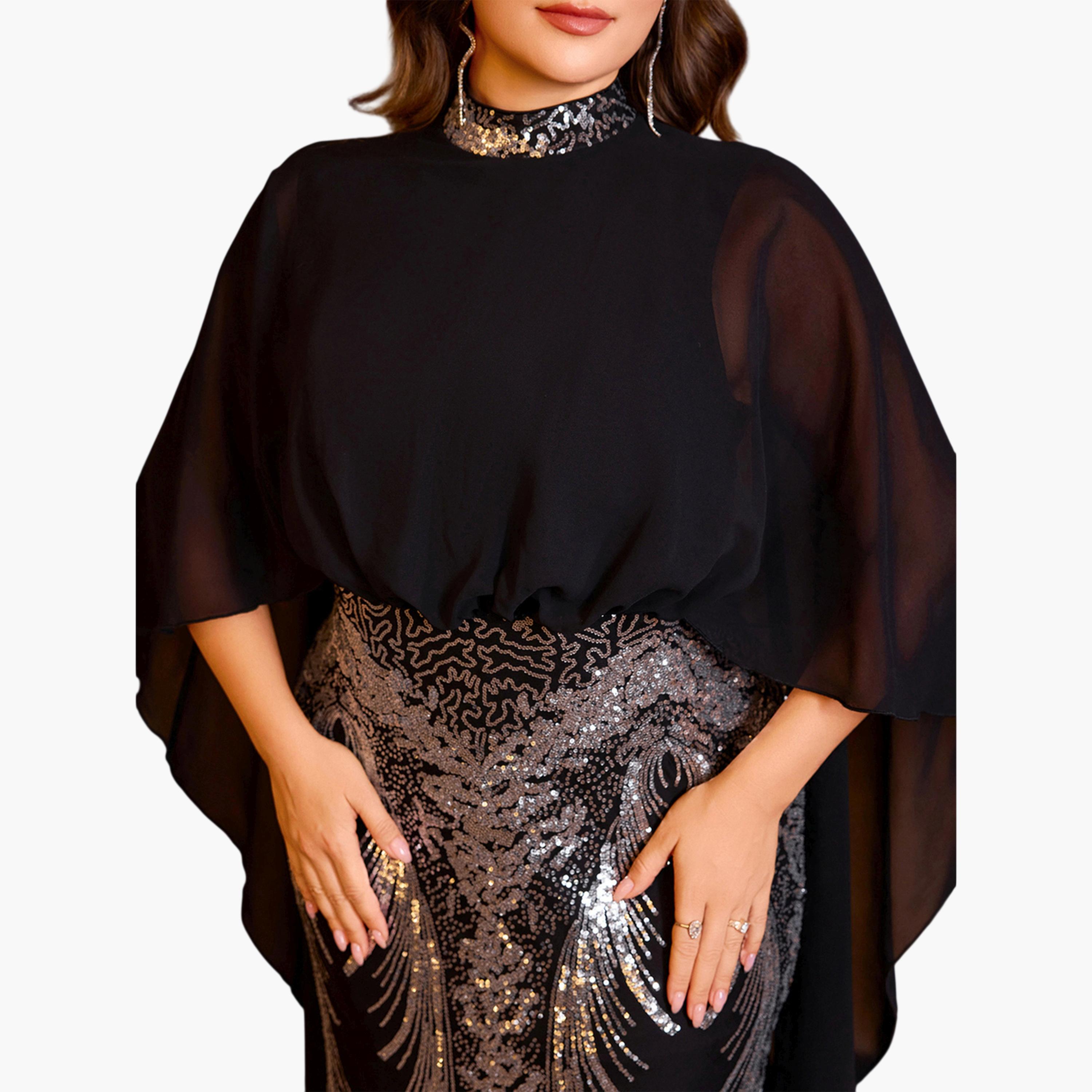 UNITHORSE X Styli Plus Size Black Sequin A-Line Maxi Dress-women-clothing-dresses-image-6