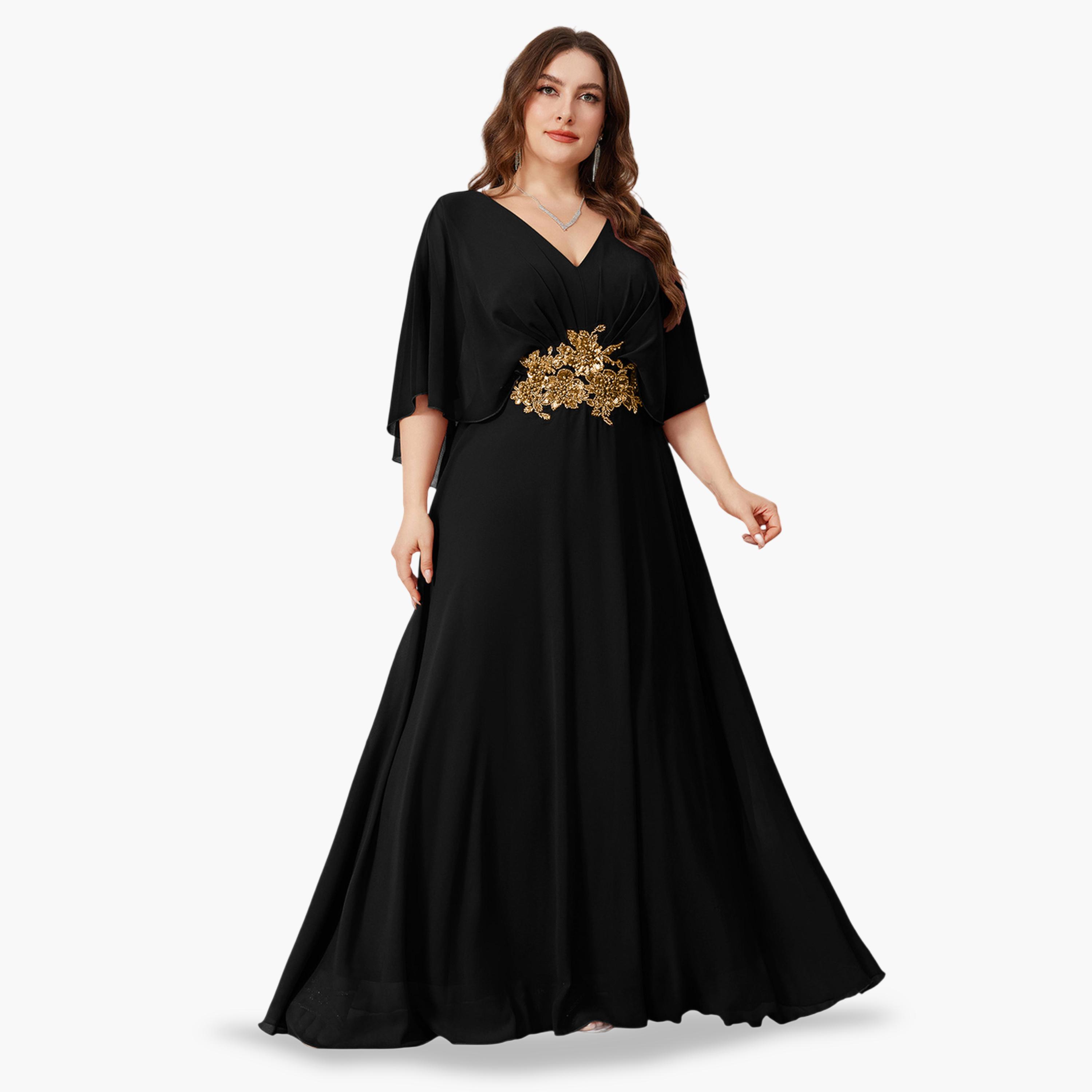 فستان بمقاس كبير بتطريز خرز عند الخصر-women-clothing-dresses-image-4