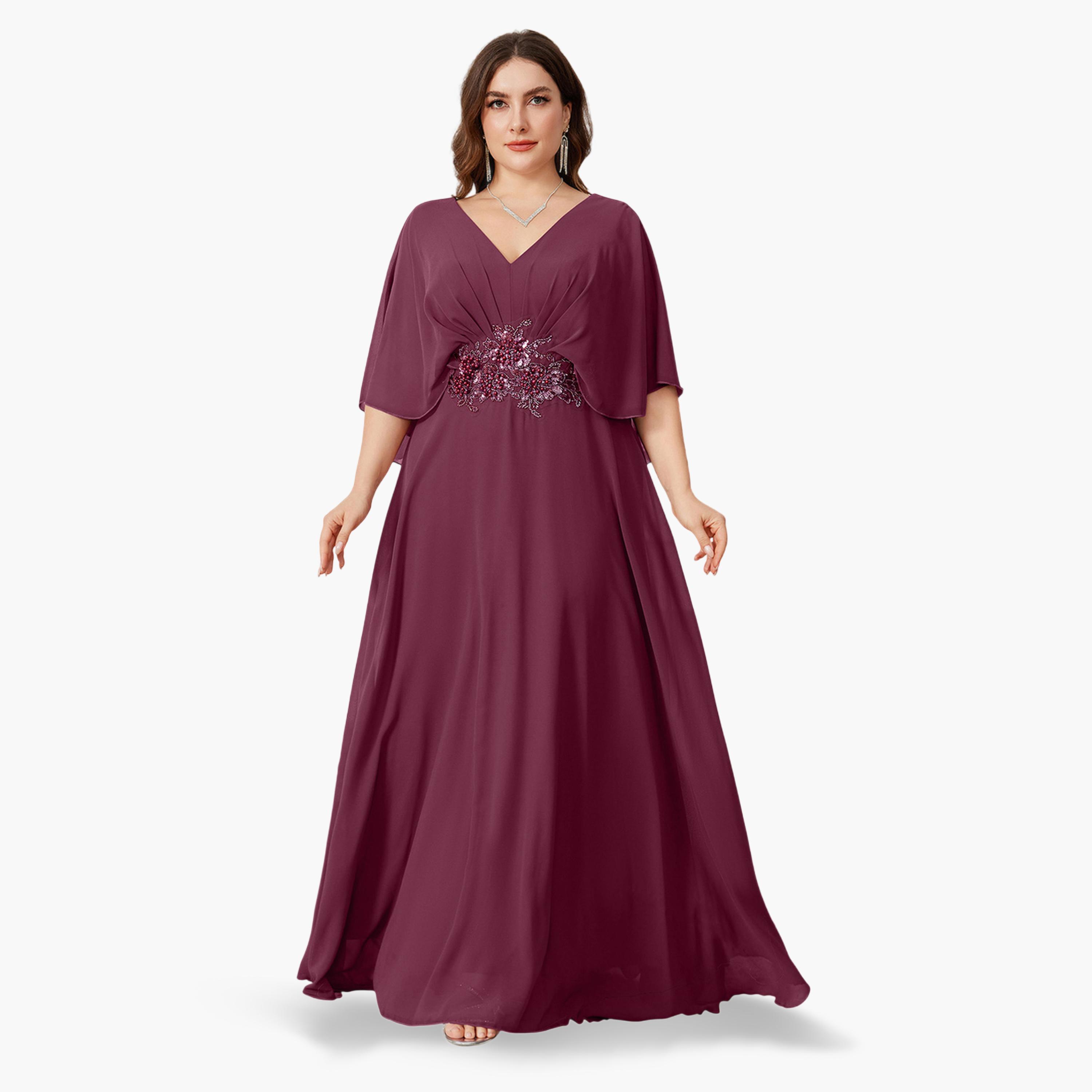 فستان طويل بحافة واسعة ومقاس كبير مزين بالترتر-women-clothing-dresses-image-1