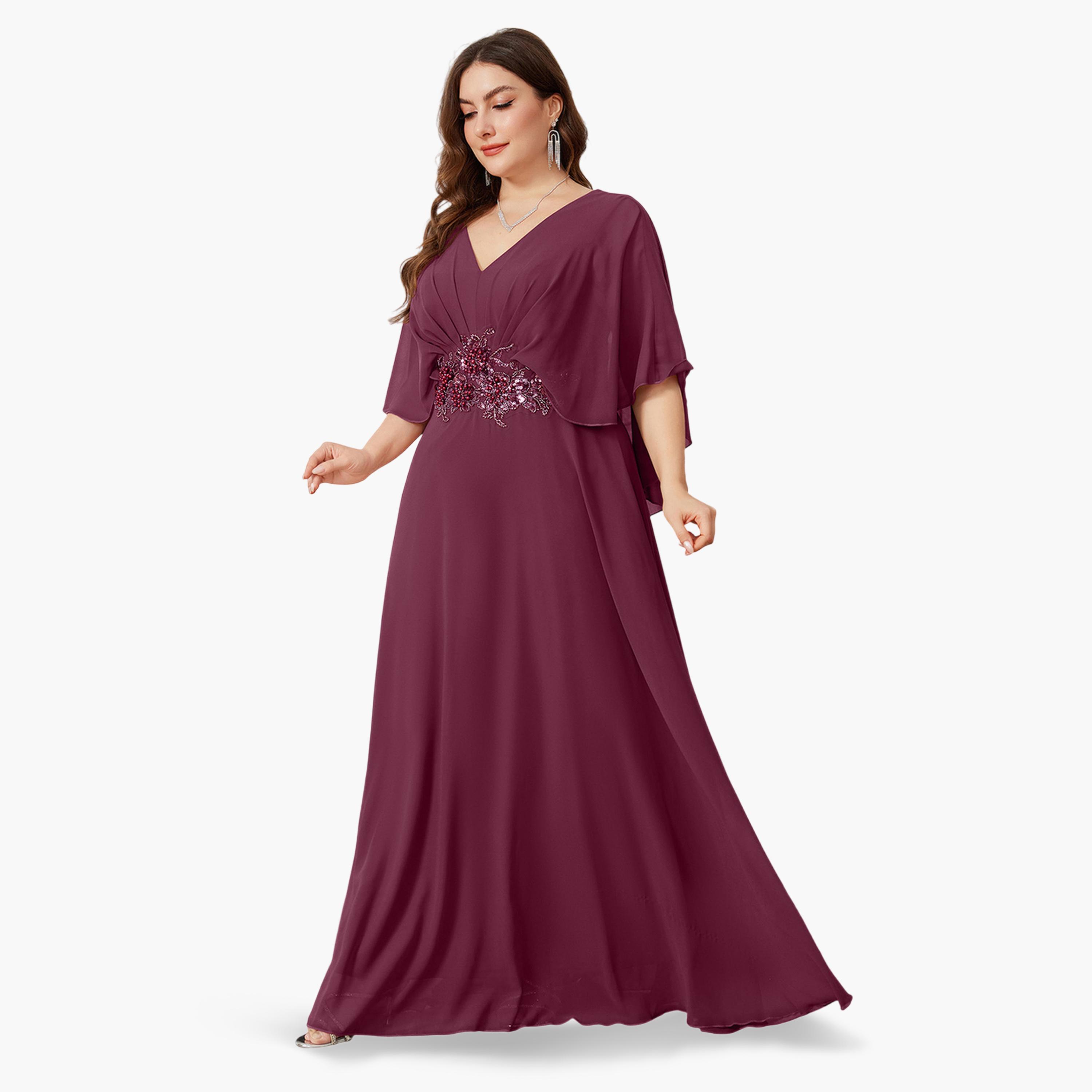 فستان طويل بحافة واسعة ومقاس كبير مزين بالترتر-women-clothing-dresses-image-2