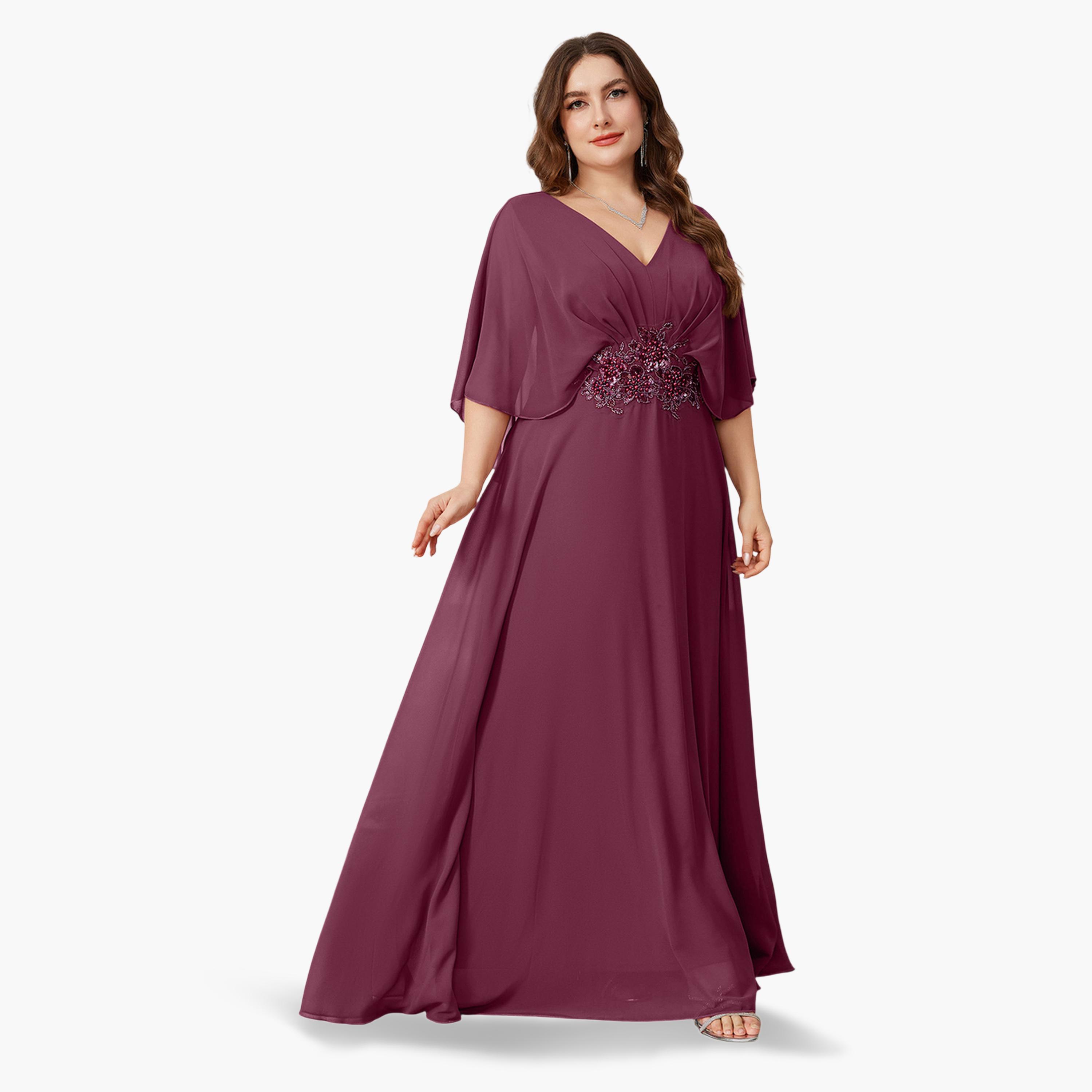 فستان طويل بحافة واسعة ومقاس كبير مزين بالترتر-women-clothing-dresses-image-3