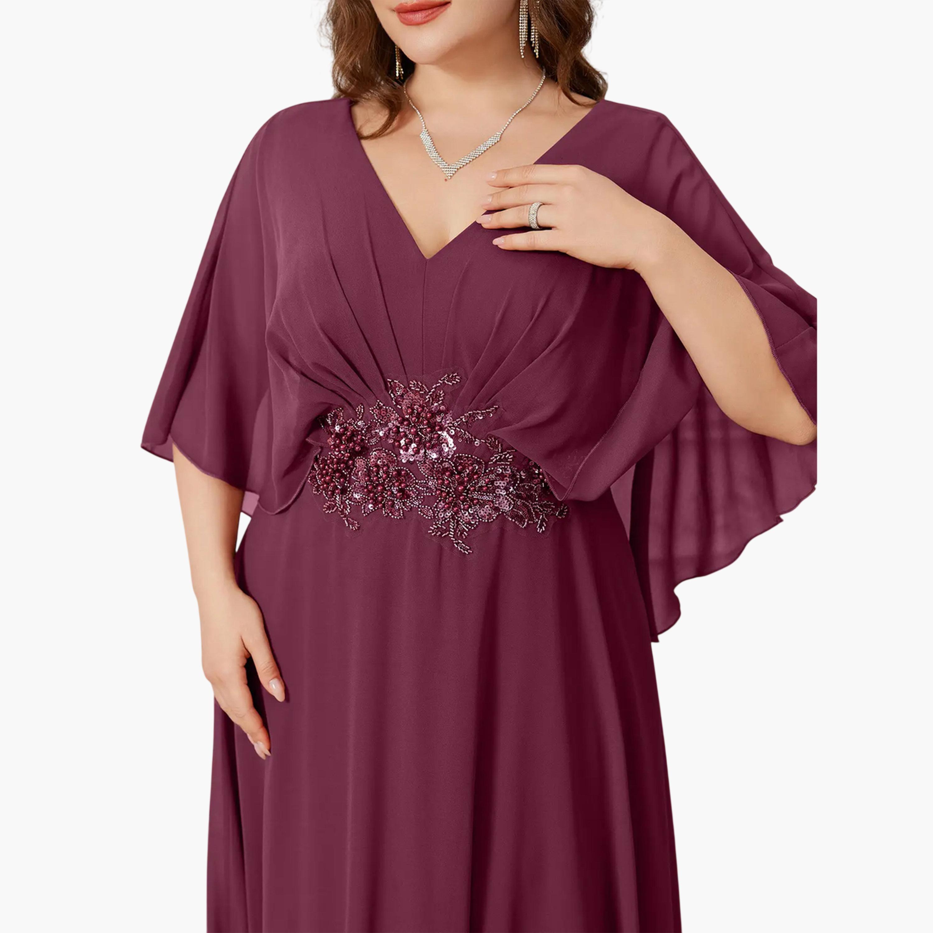 فستان طويل بحافة واسعة ومقاس كبير مزين بالترتر-women-clothing-dresses-image-5