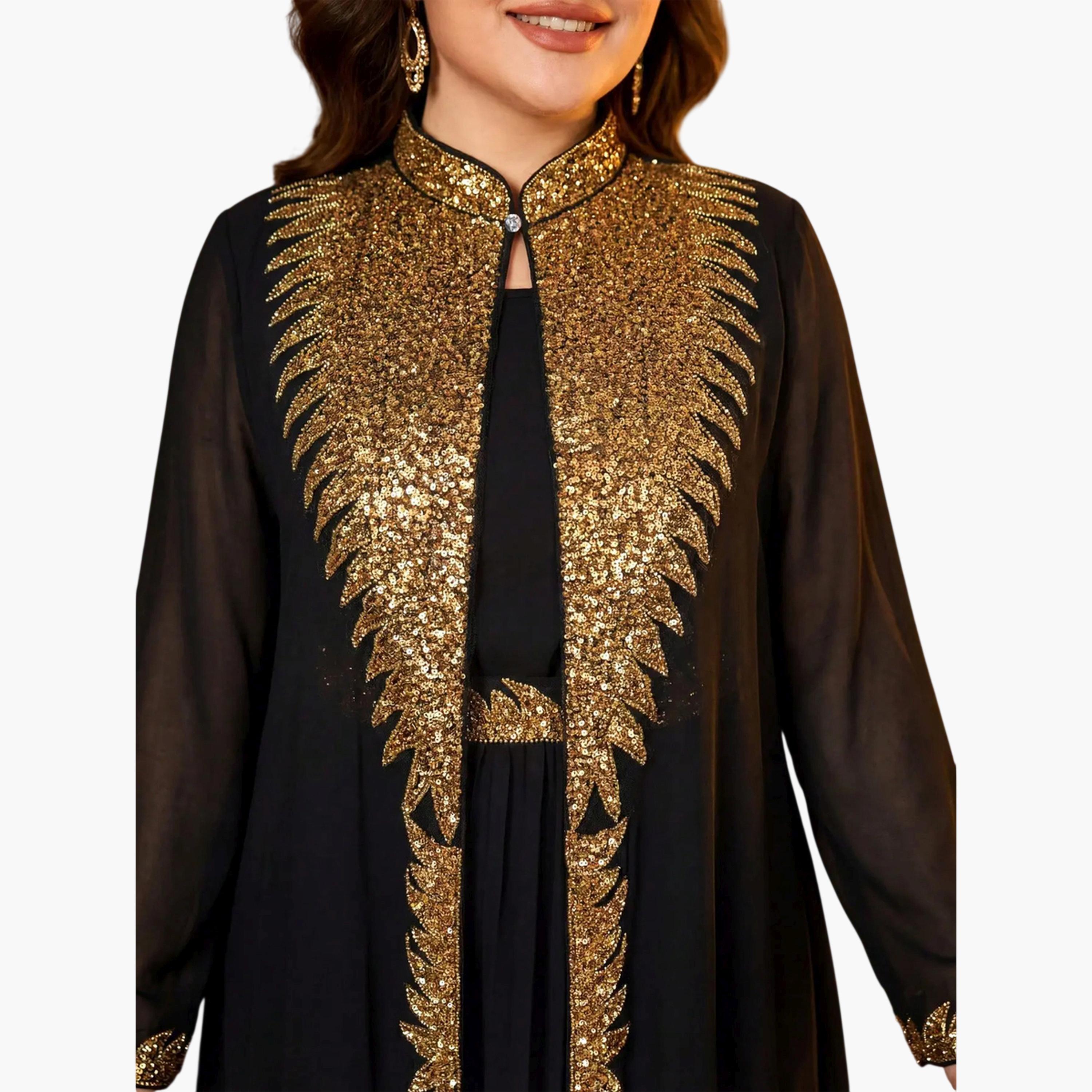 مجموعة من فستان وعباية مزينة بمقاس كبير-women-clothing-plussize-coordsets-image-5