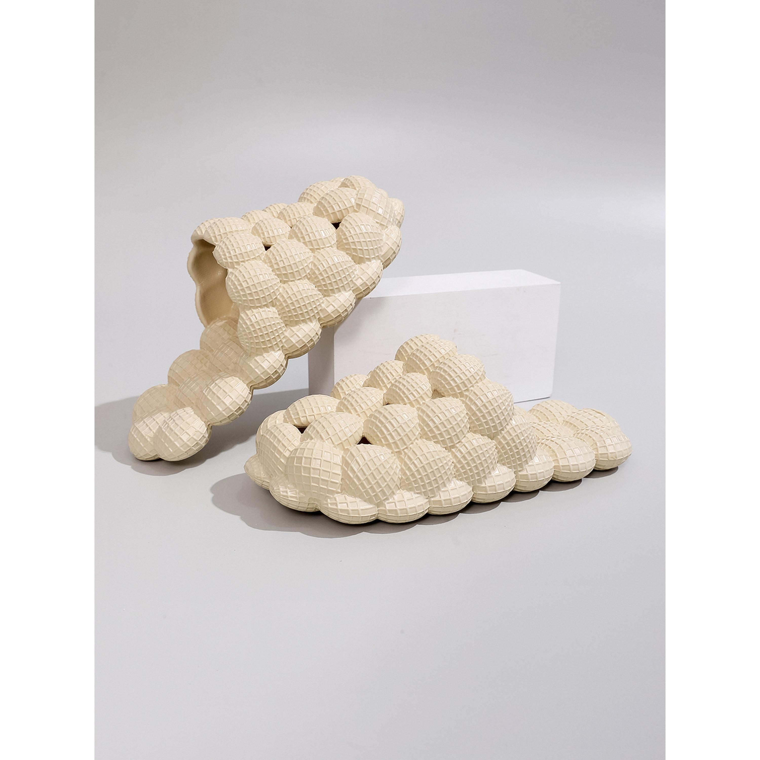 Take Two Comfy Beige Bubble Bedroom Slippers for Women-women-shoes-flats-mules-image-3
