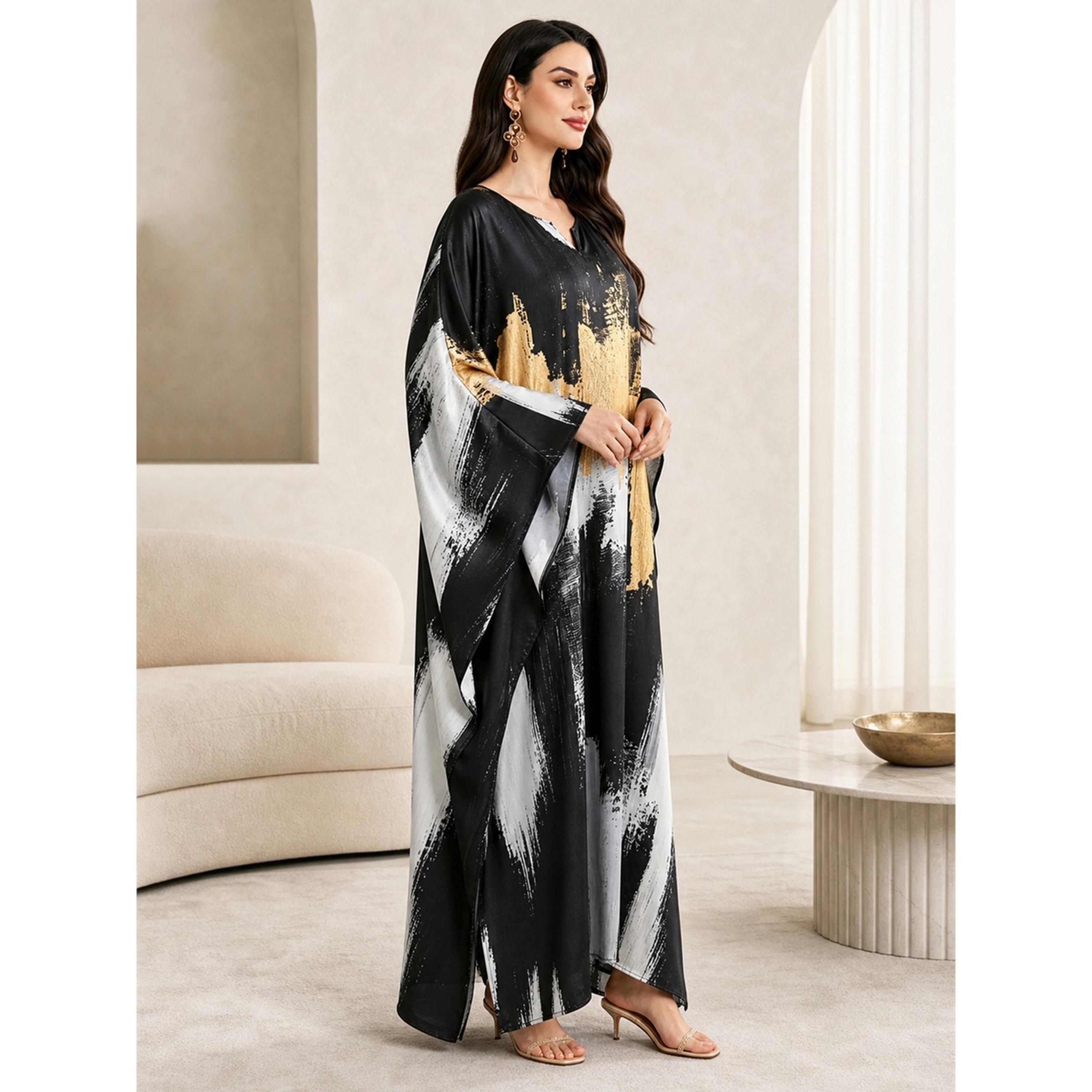Take Two Multi-Color Batwing Sleeves Color Block Kaftan-women-arabicclothing-kaftan-image-5