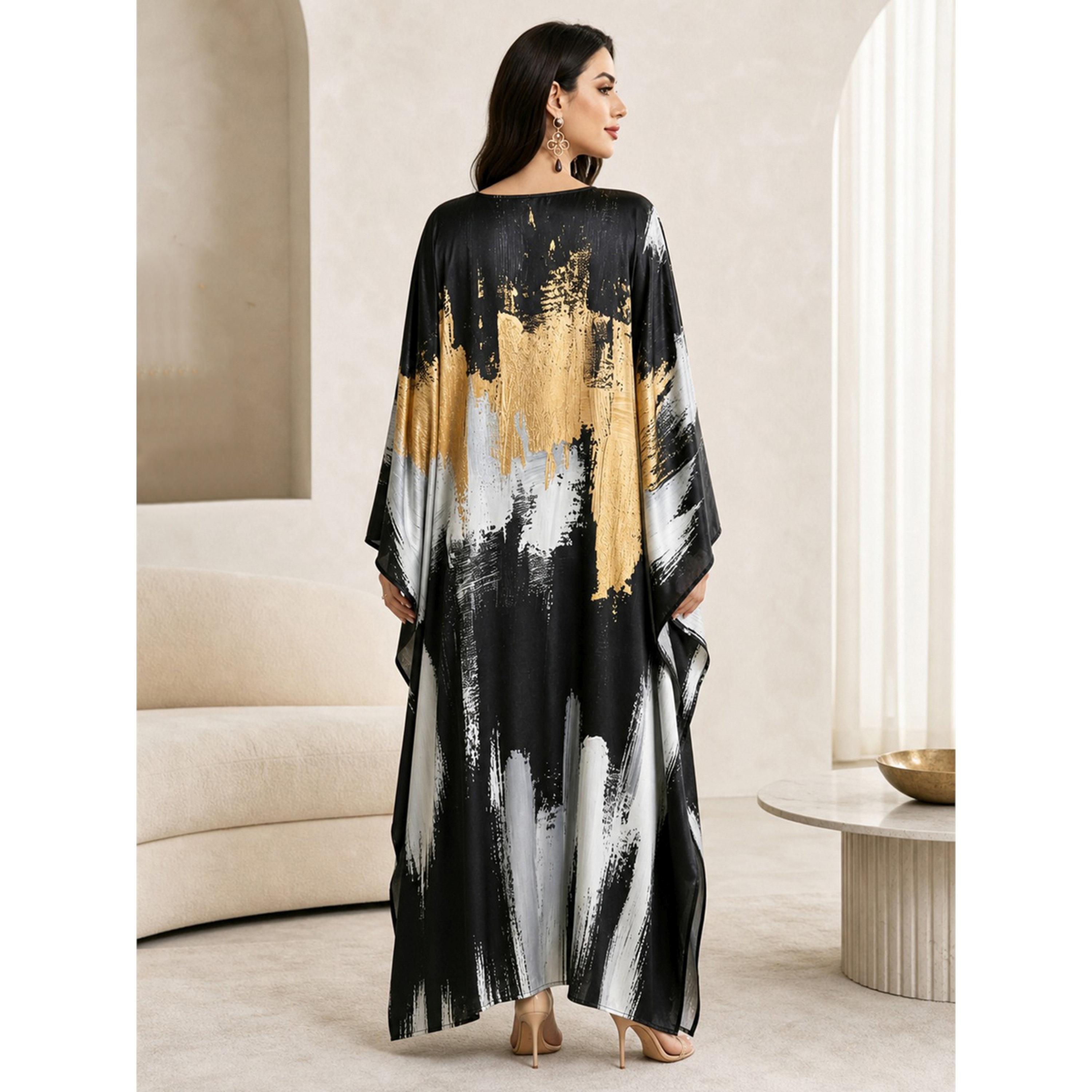 Take Two Multi-Color Batwing Sleeves Color Block Kaftan-women-arabicclothing-kaftan-image-6