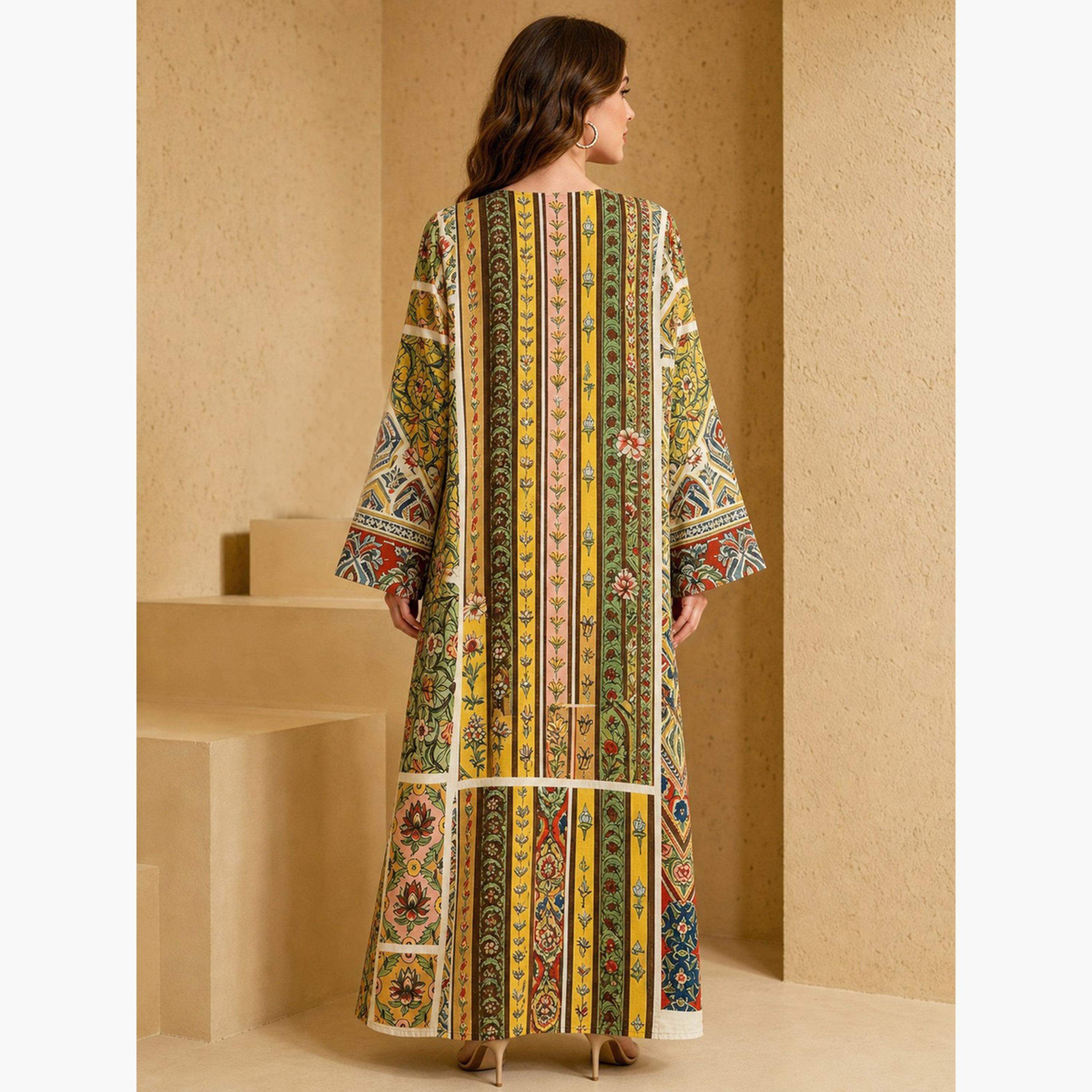 Take Two Copper V Neck Graphic Print Jalabiya-women-arabicclothing-jalabiyas-image-5