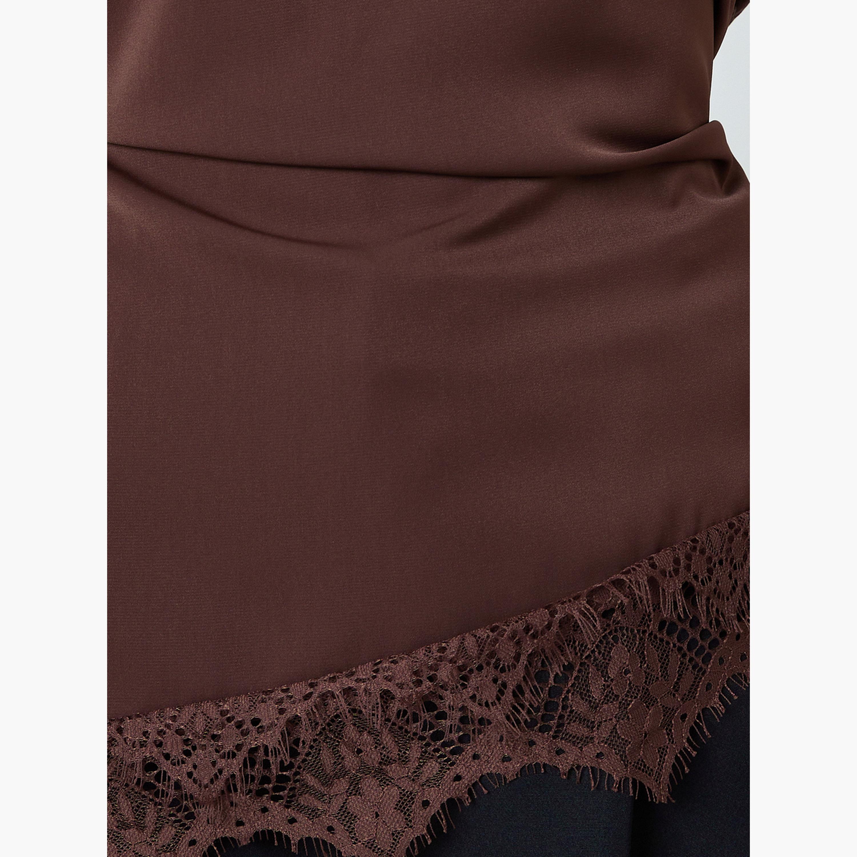 بلوزة غير متناظرة بتفاصيل دانتيل باللون البني-women-clothing-shirtsandblouses-blouses-image-5