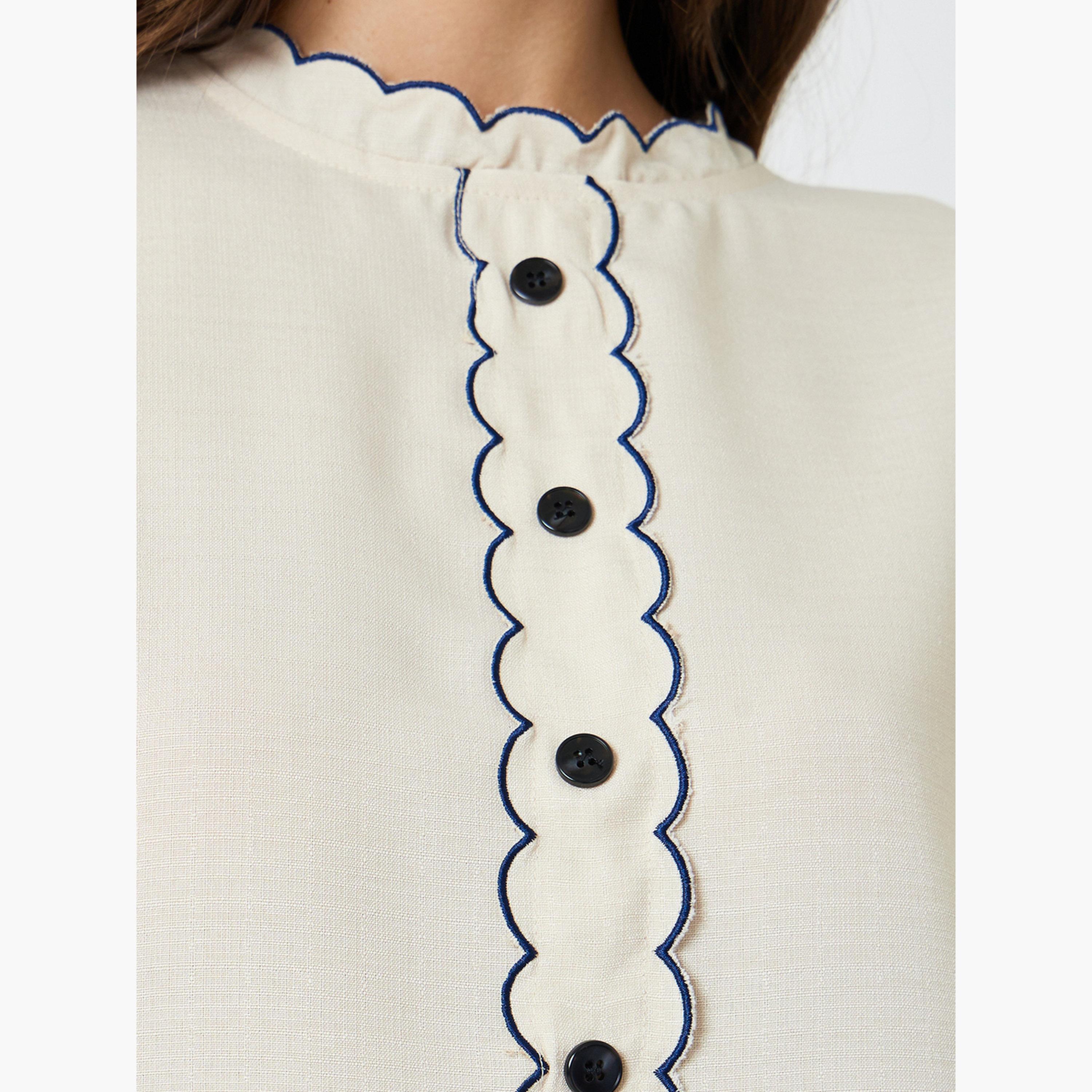 بلوزة بأكمام منفوخة وتفاصيل مموجة باللون البيج-women-clothing-shirtsandblouses-blouses-image-5