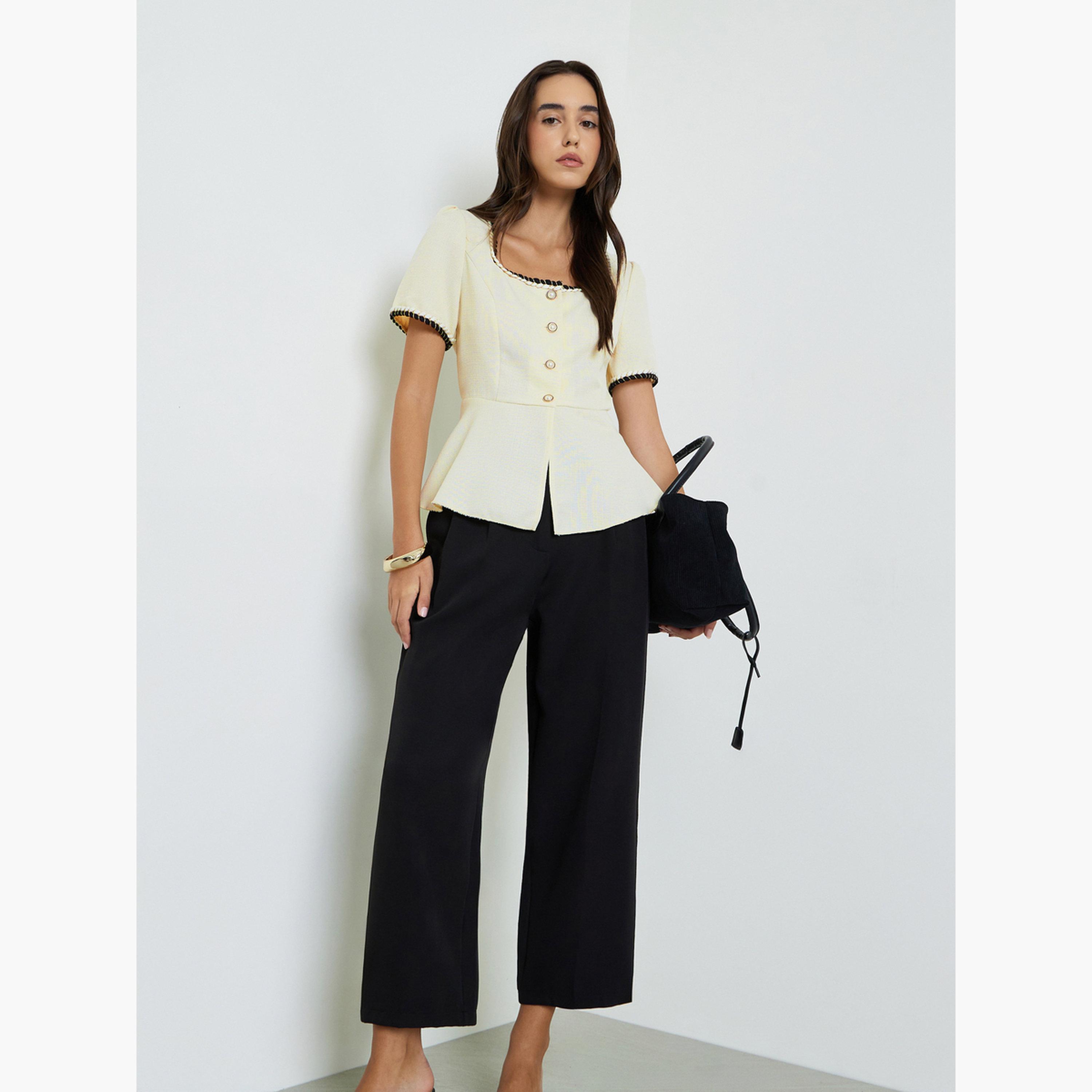 Take Two Beige Short Sleeve Peplum Top-women-clothing-shirtsandblouses-blouses-image-2