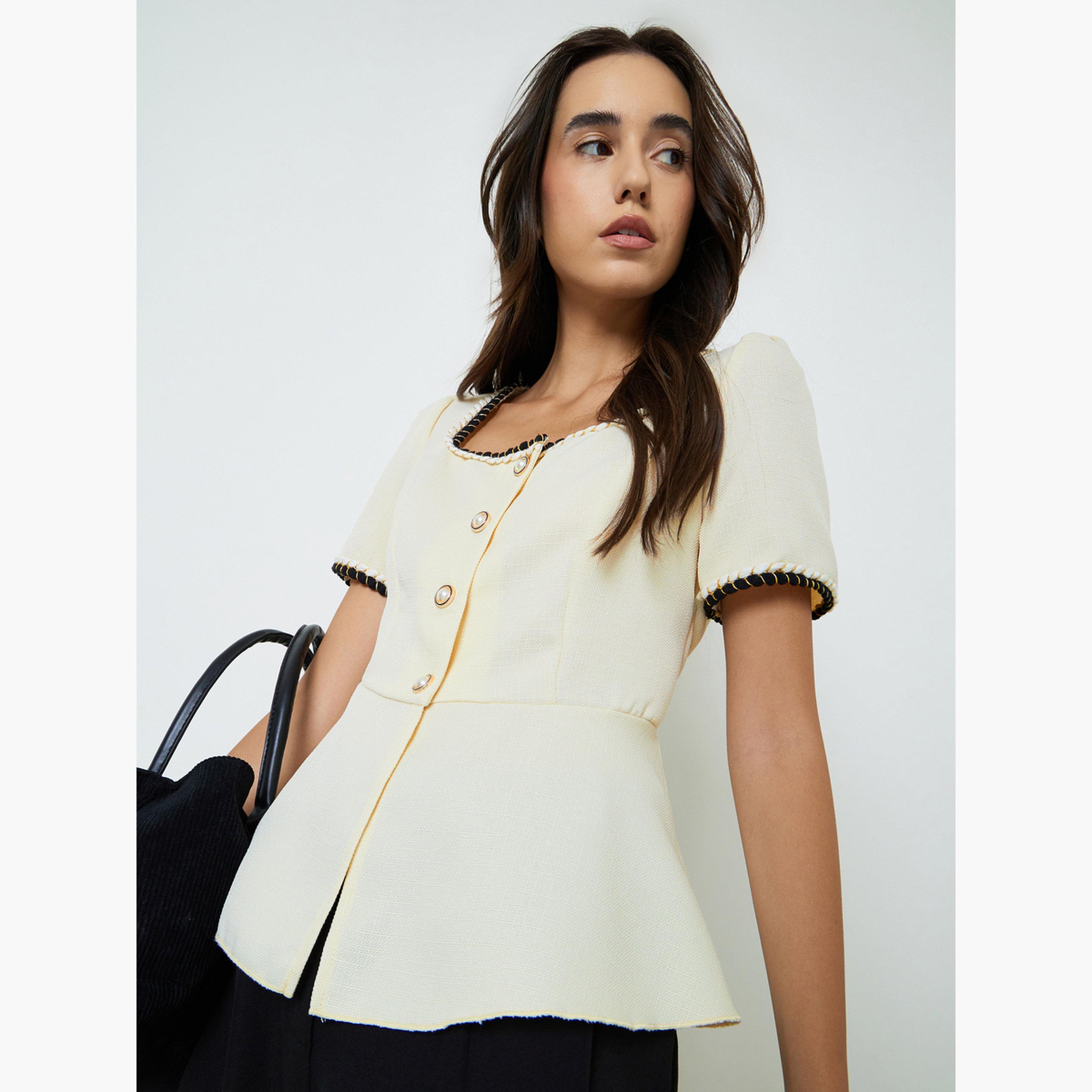 Take Two Beige Short Sleeve Peplum Top-women-clothing-shirtsandblouses-blouses-image-4