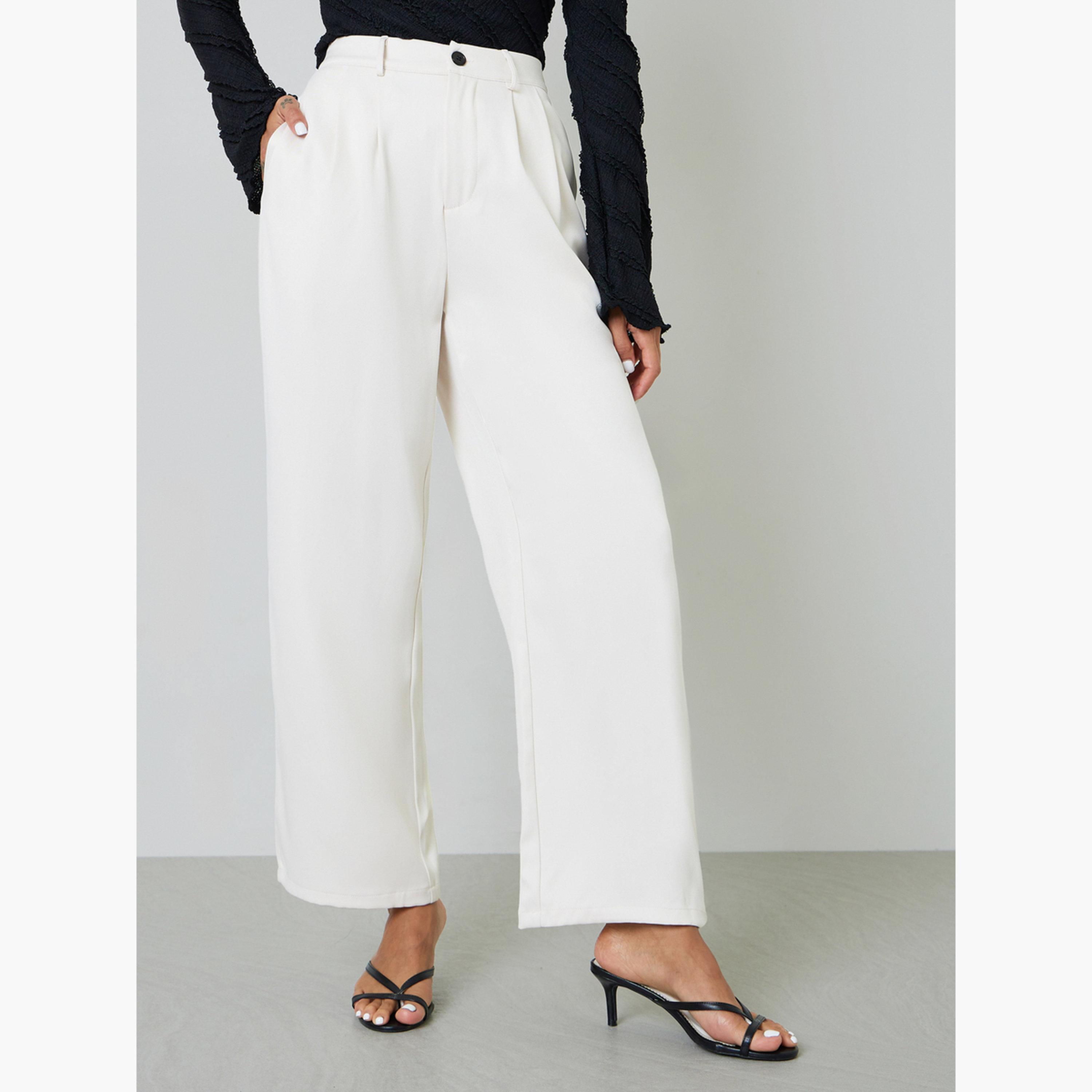 Take Two Beige Wide-Leg Pleated Trousers-women-clothing-trousers-image-1