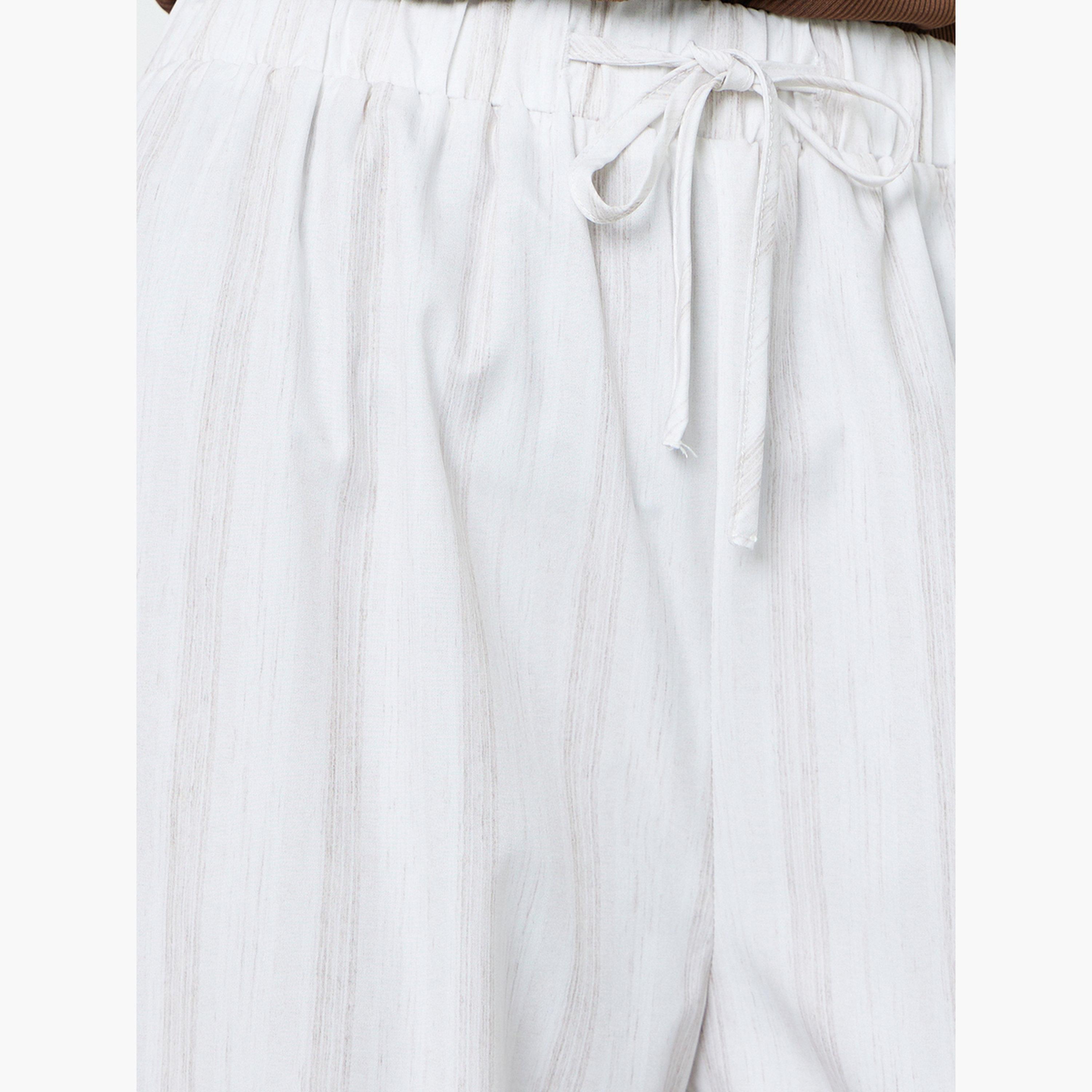Take Two Beige Striped Wide-Leg Trousers with Drawstring Waist-women-clothing-joggers-image-3