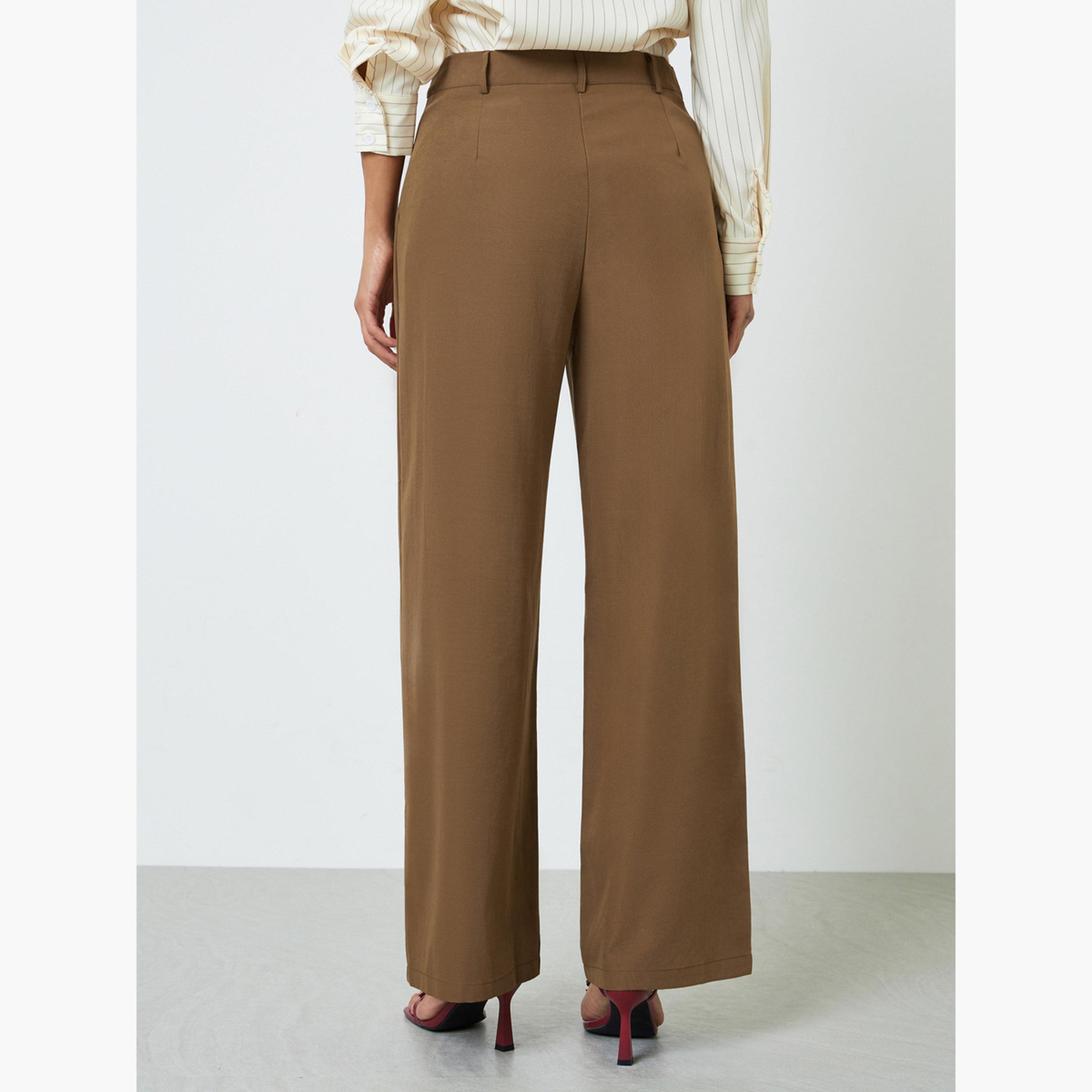 Take Two Coffee Brown Wide Leg Trousers-women-clothing-trousers-image-4