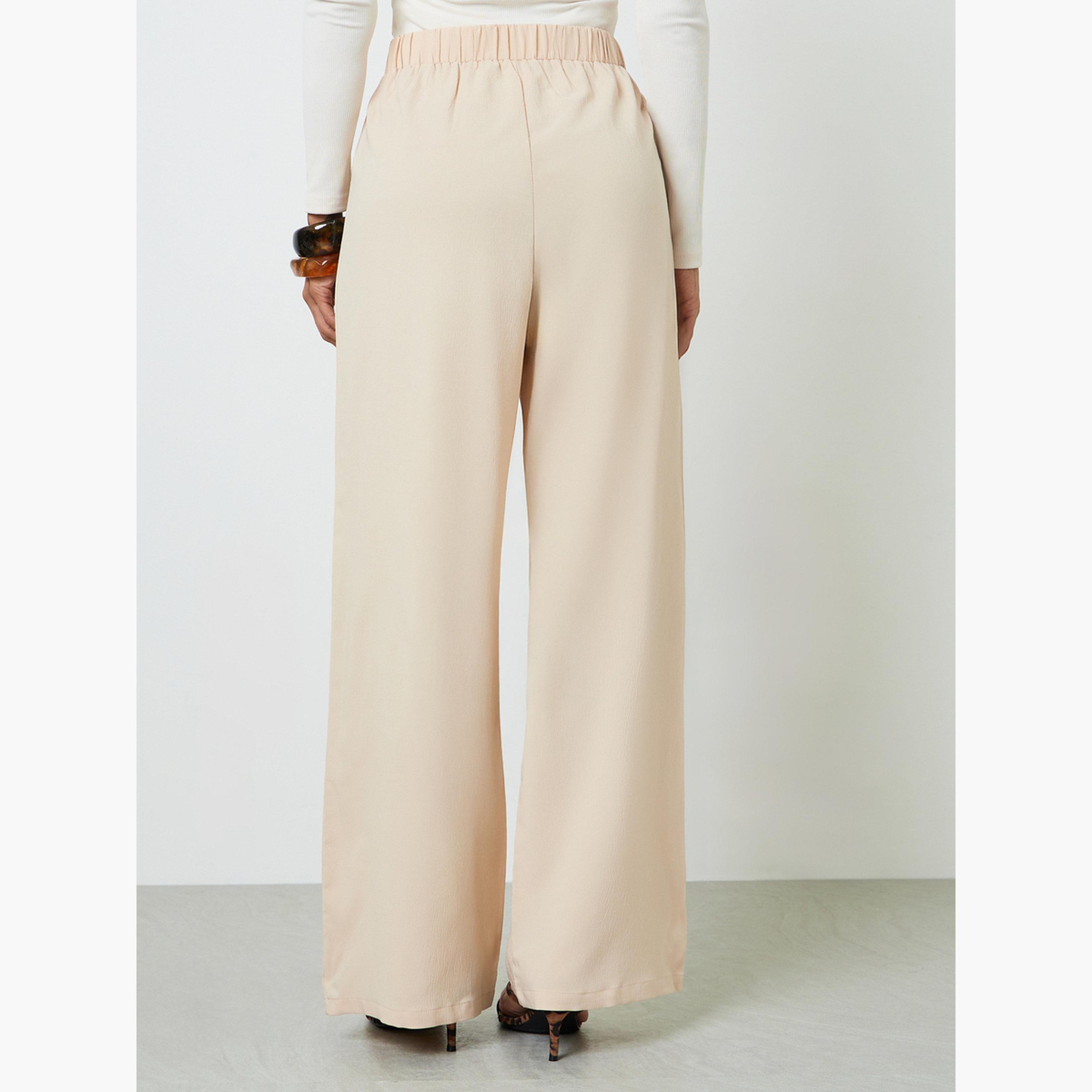 Take Two Khaki Wide-Leg Trousers with Pleats-women-clothing-joggers-image-4