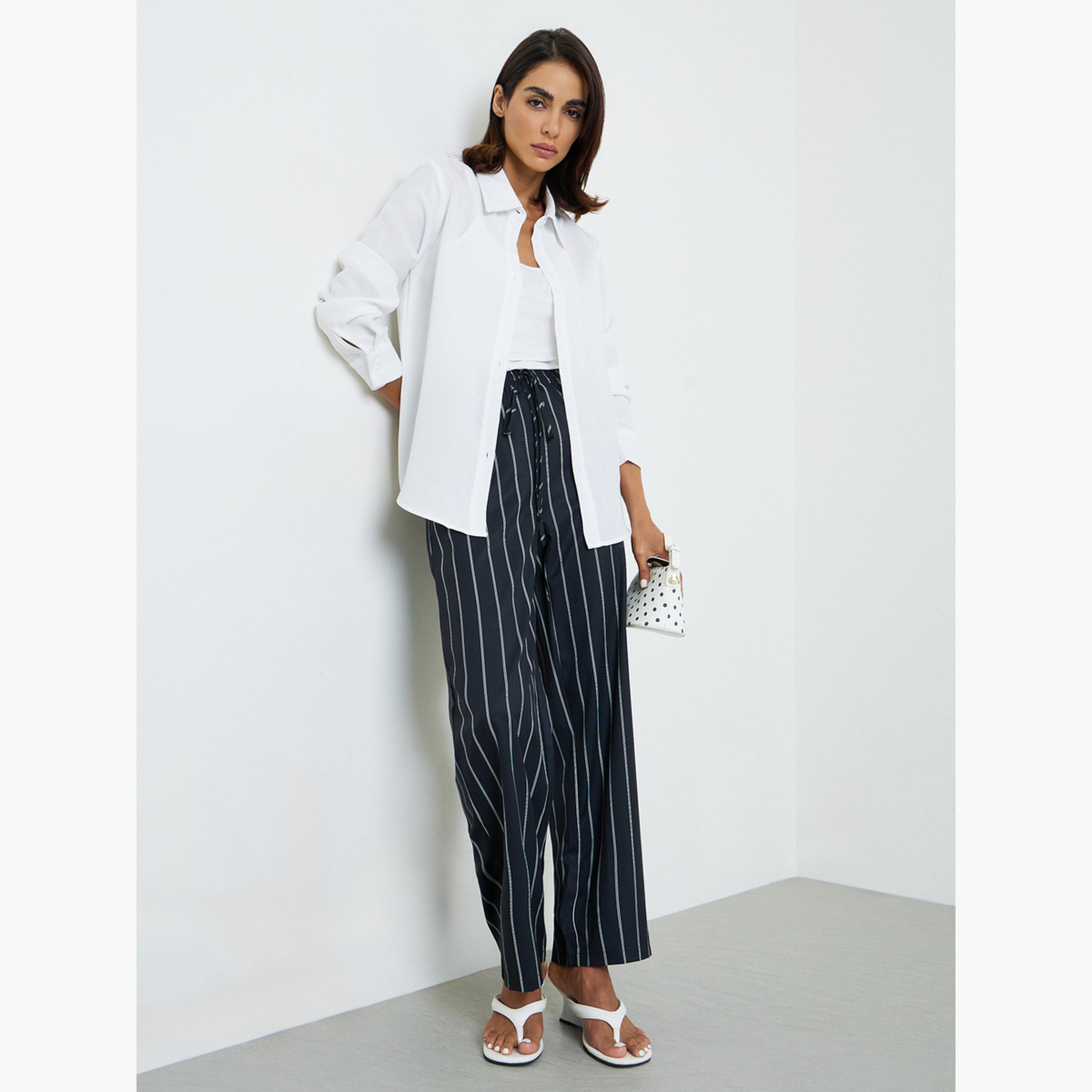 Take Two Black Striped Wide-Leg Trousers-women-clothing-joggers-image-2