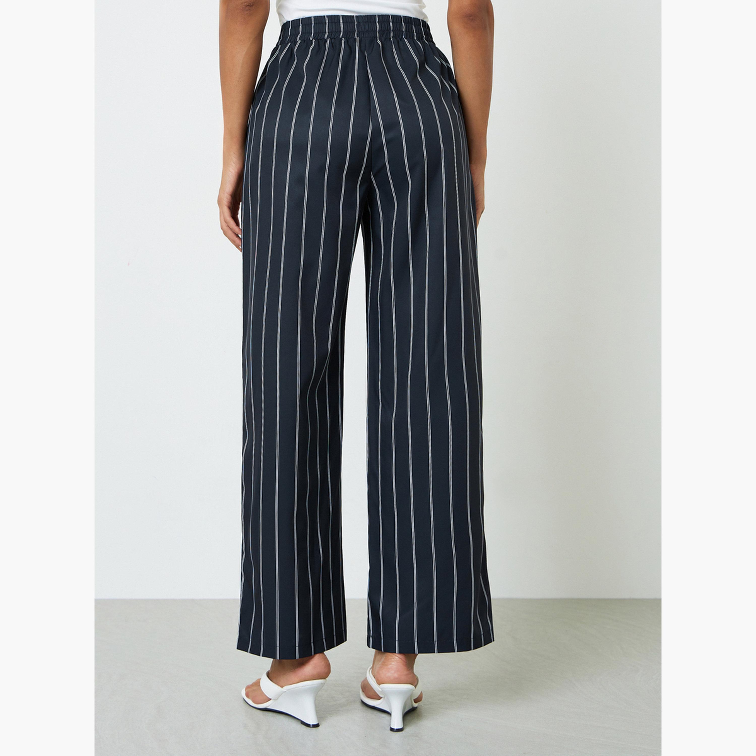 Take Two Black Striped Wide-Leg Trousers-women-clothing-joggers-image-4